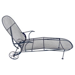 Russell Woodard Chaise Lounge con schienale regolabile e corpo in rete su ruote 1960 MINT