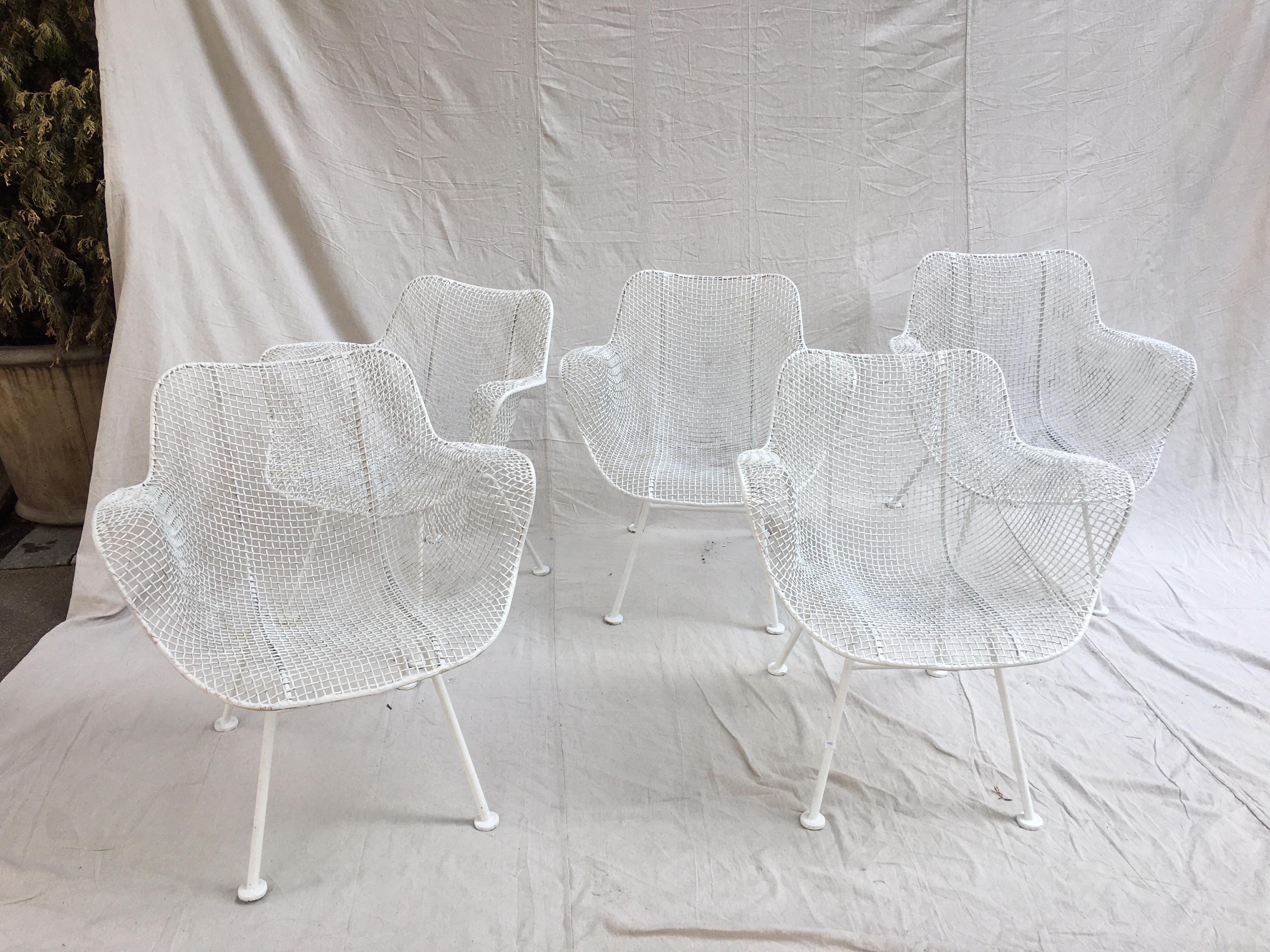 Set of 5 John Woodard Sculptura armchairs in painted white by Woodard.