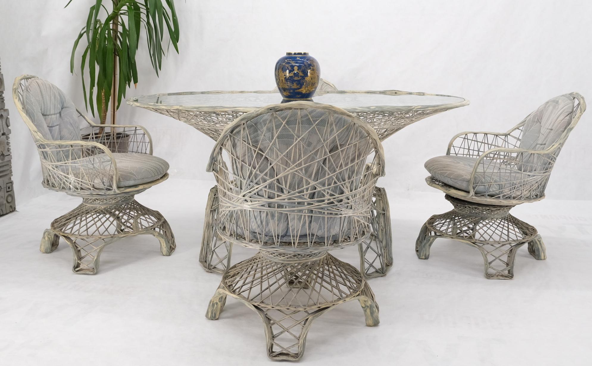 Table de salle à manger de course ovale en fibre de verre filée Russel Woodard, ensemble extérieur de 4 chaises en vente 3