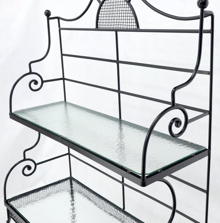 Russel Woodard Wrought Iron Scrolls Glass Shelves Bakers Rack at