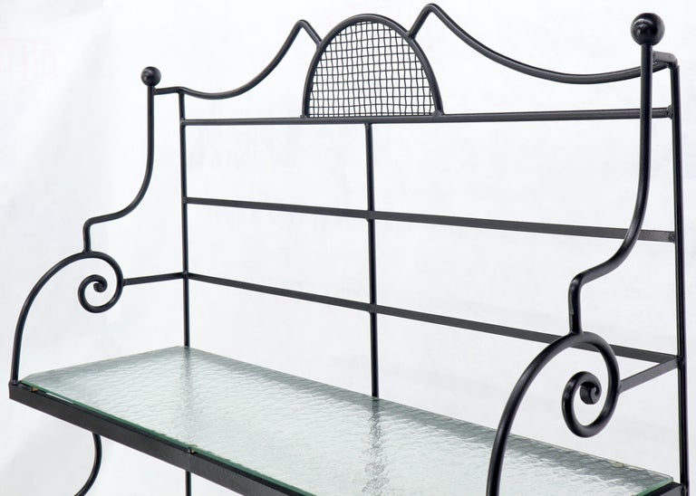 Russel Woodard Wrought Iron Scrolls Glass Shelves Bakers Rack at