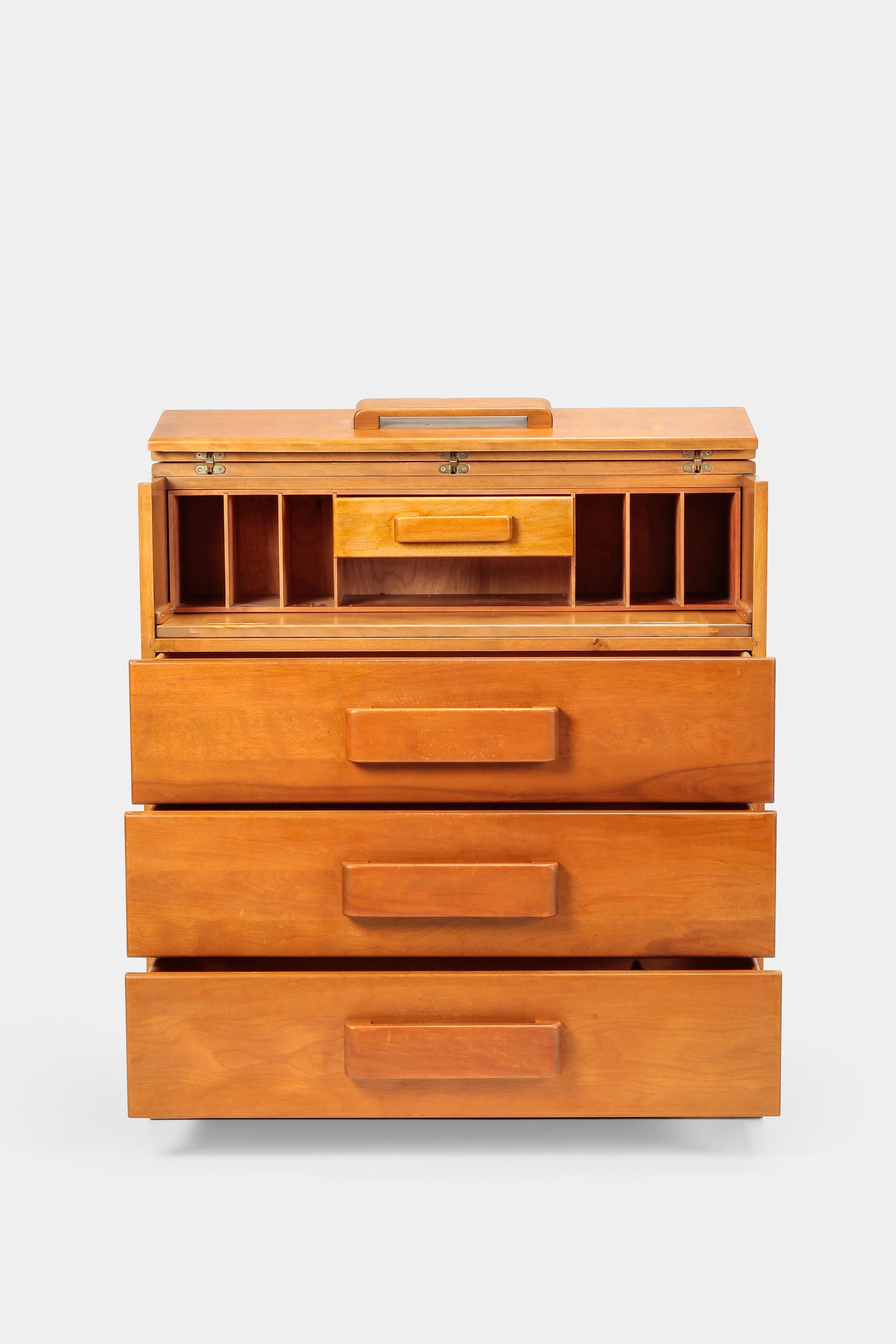 Attributed to Russel Wright American Modern Maple Secretaire Snyders, 1930s 1