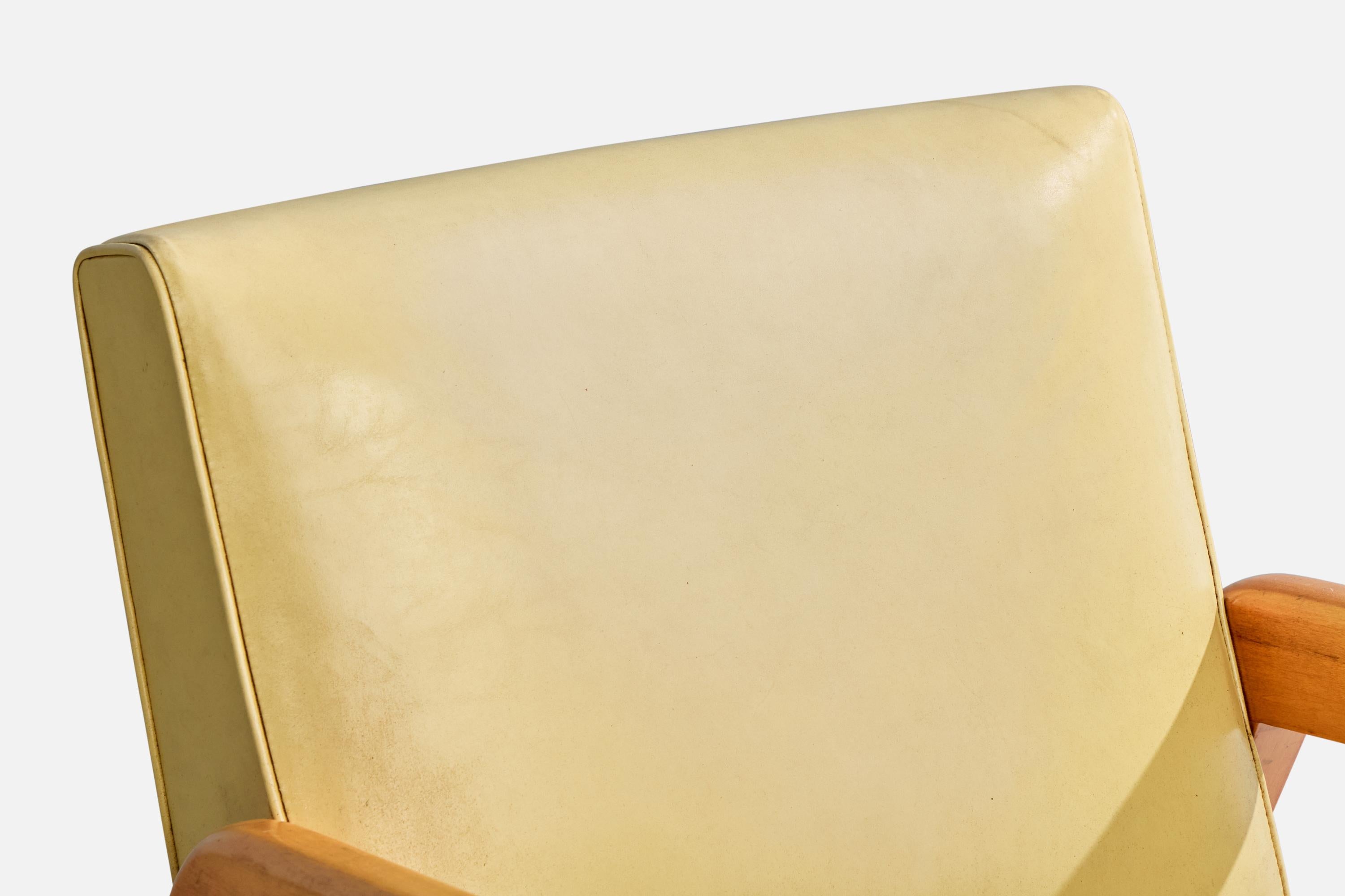 Russel Wright Attribution, Lounge Chair, Wood, Vinyl, USA, 1940s For Sale 3