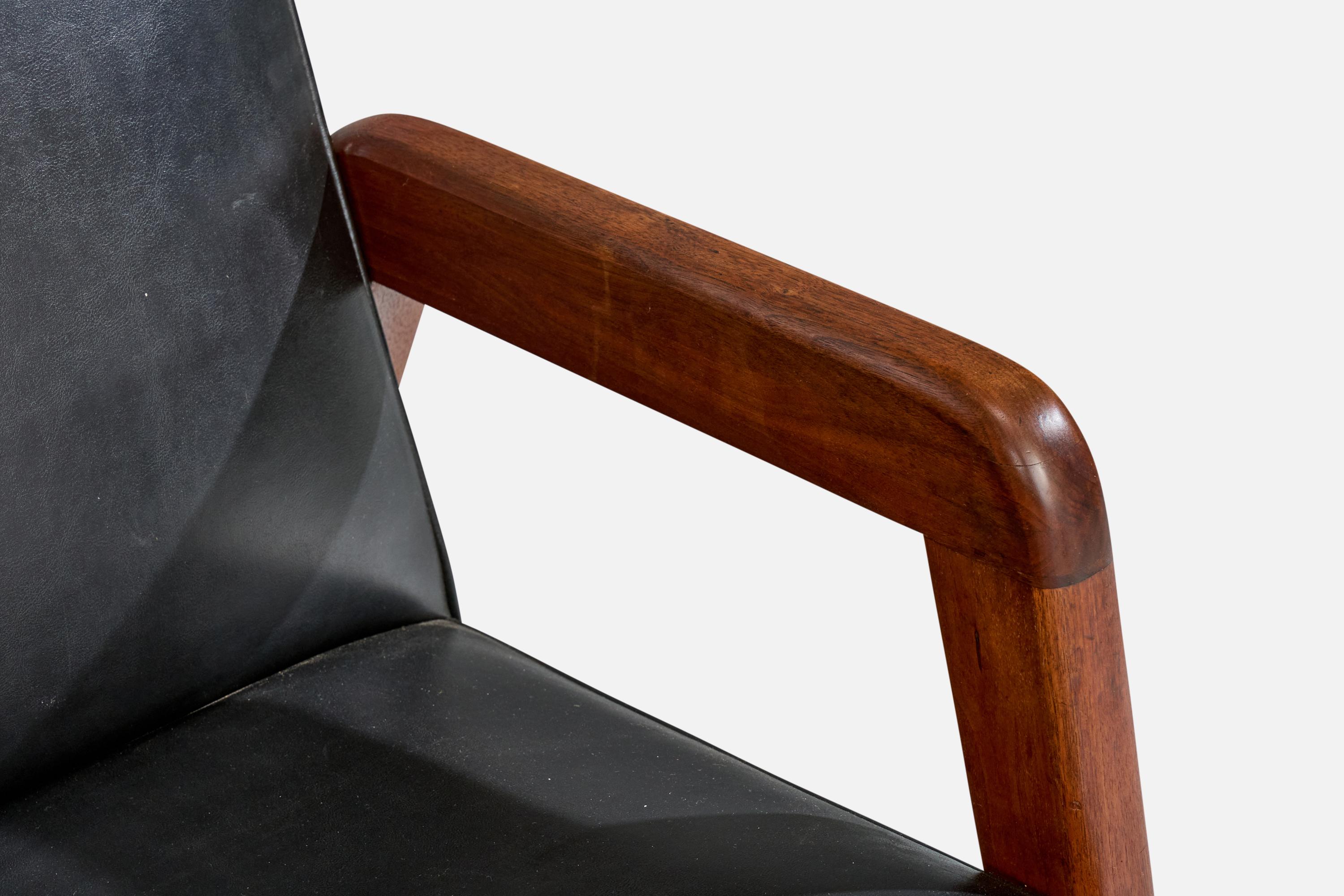 Attribuzione Russel Wright, Sedia da salotto, Wood, Vinile, USA, anni '40 in vendita 3