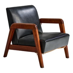 Attribuzione Russel Wright, Sedia da salotto, Wood, Vinile, USA, anni '40
