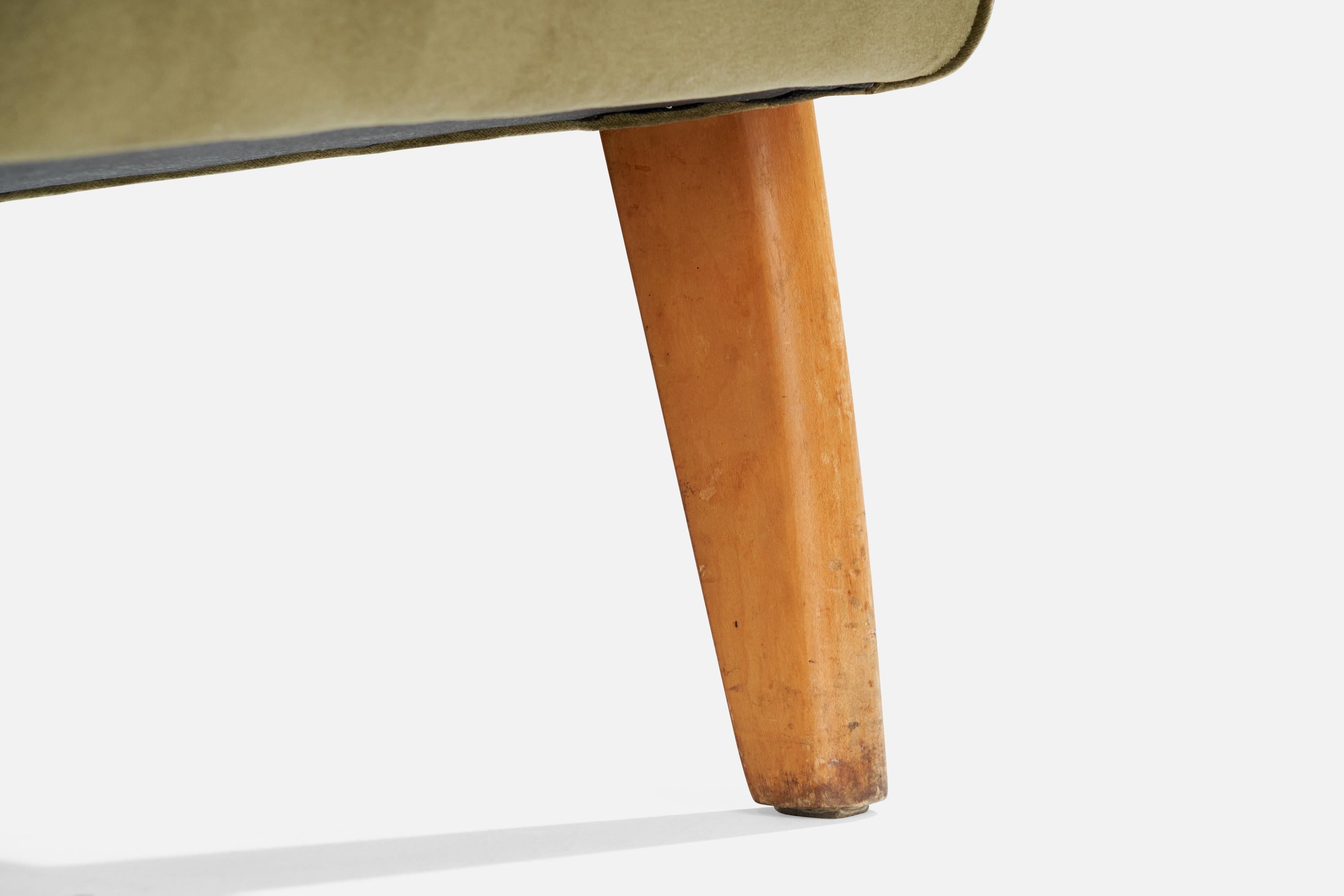Russel Wright Attribution, Lounge Chairs, Wood, Velvet, USA, 1940s For Sale 4