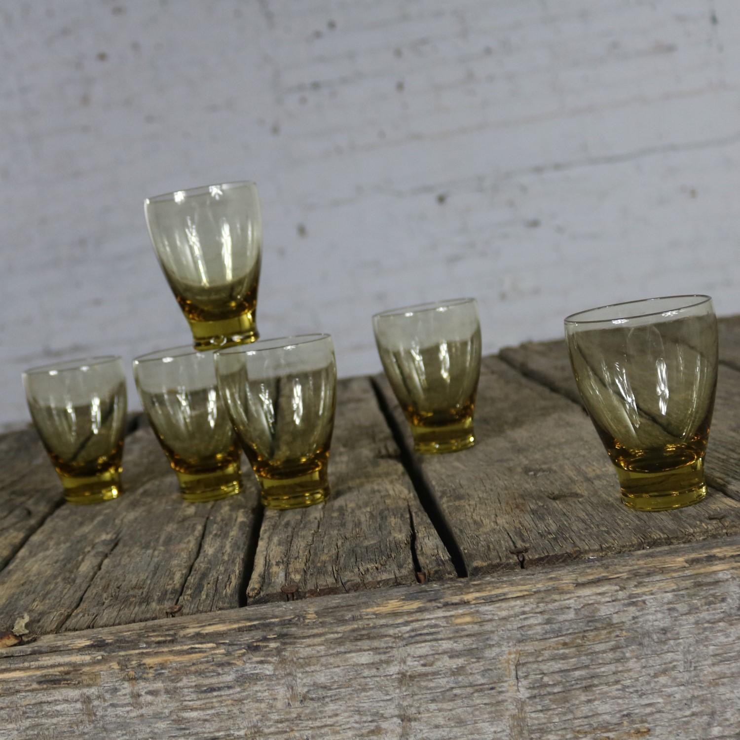 Russel Wright Chartreuse Morgantown American Modern Juice Glasses Set of Six 5
