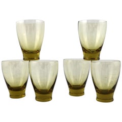 Russel Wright Chartreuse Morgantown American Modern Juice Glasses Set of Six