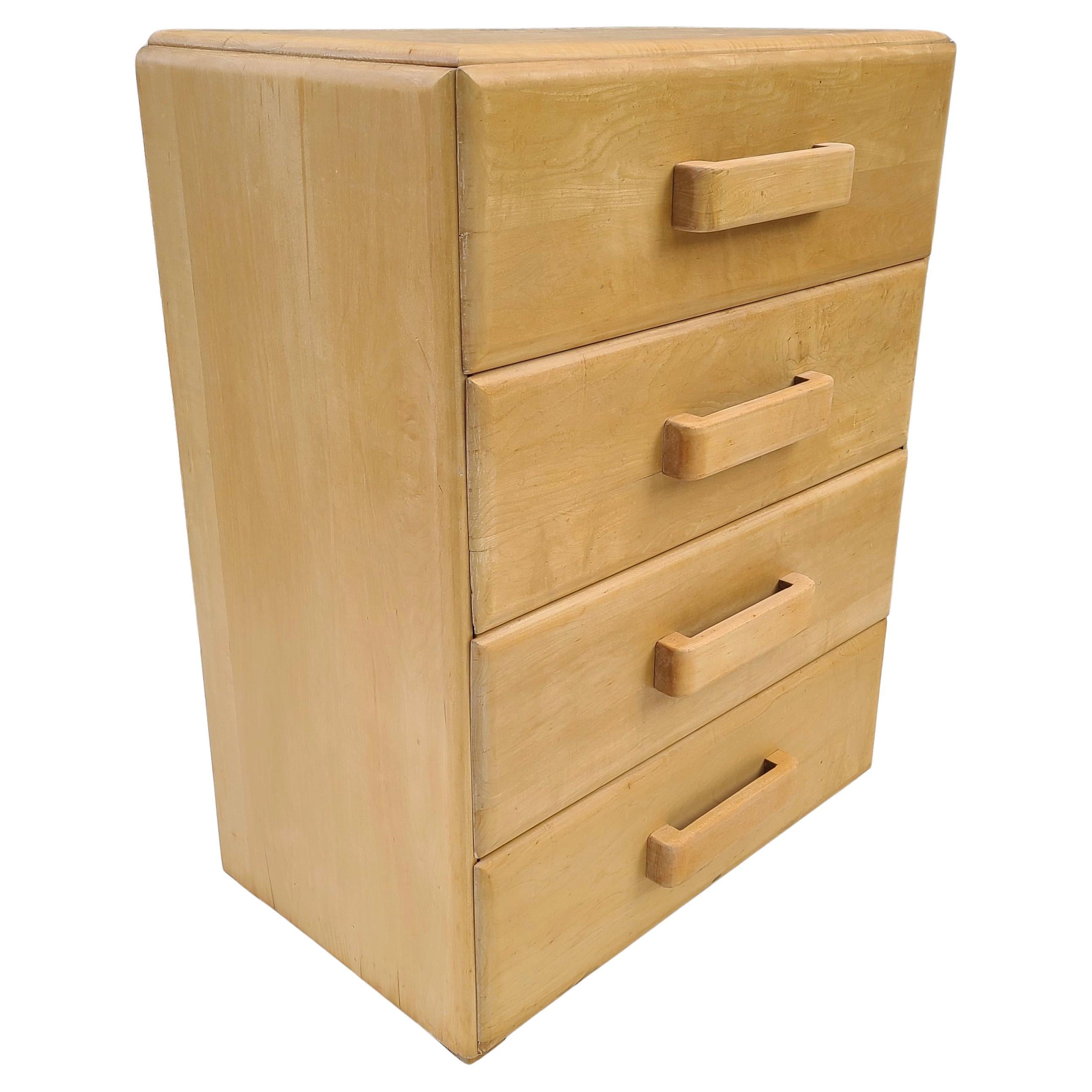 Early Conant Ball four drawer chest.
Designed by Russel Wright for the American Modern line.
Solid Maple construction. Branded inside top drawer. Catalog number
on back: 3078C.