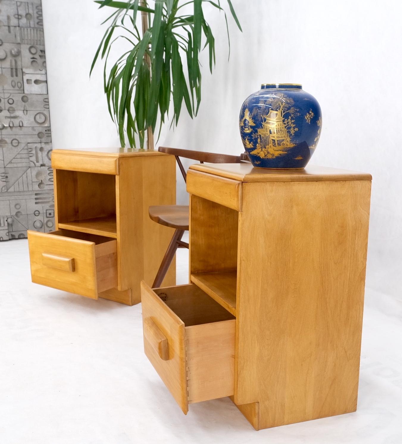 Russel Wright Conant Ball Pair Mid Century Modern Blond Birch Night Stands MINT! For Sale 8
