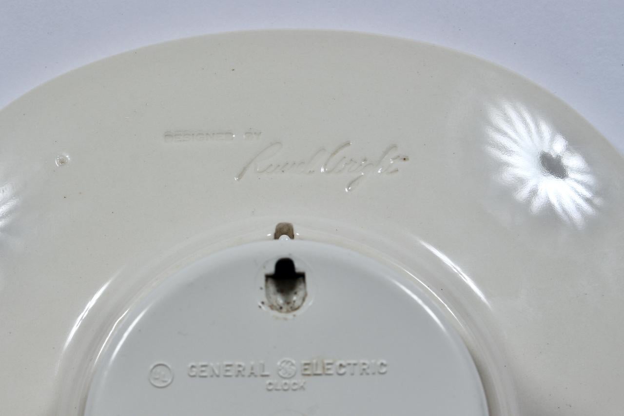 Russel Wright General Electric & Harkerware Ceramic Coral Hanging Wall Clock For Sale 6
