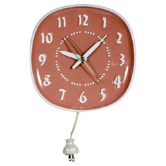 Russel Wright General Electric & Harkerware Ceramic Coral Hanging Wall Clock