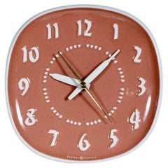 Russel Wright General Electric & Harkerware Ceramic Coral Hanging Wall Clock