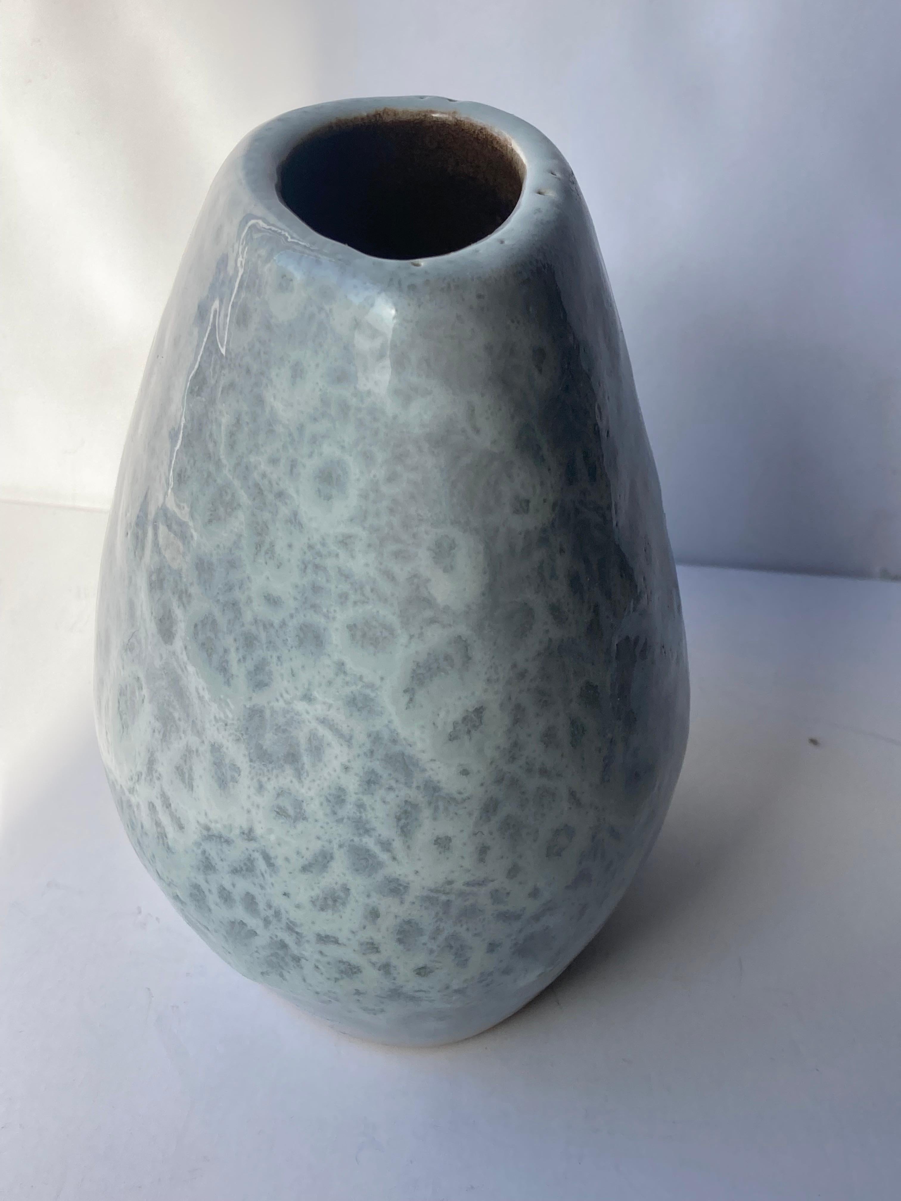 Hand-Crafted Russel Wright crystalline glaze , pottery /  ceramic vase