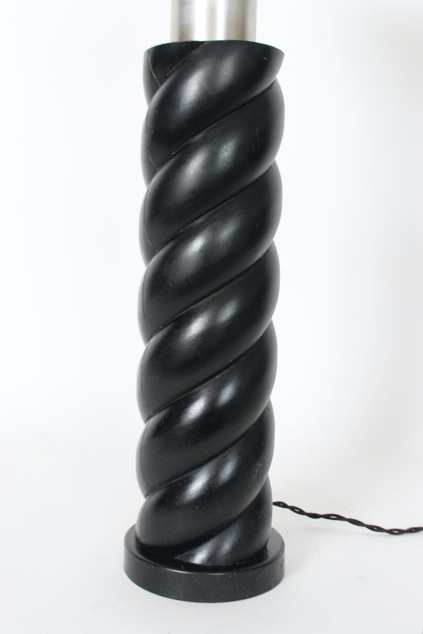 Russel Wright Ebonized Oak Barley Twist Table Lamp, Circa 1940 For Sale 2