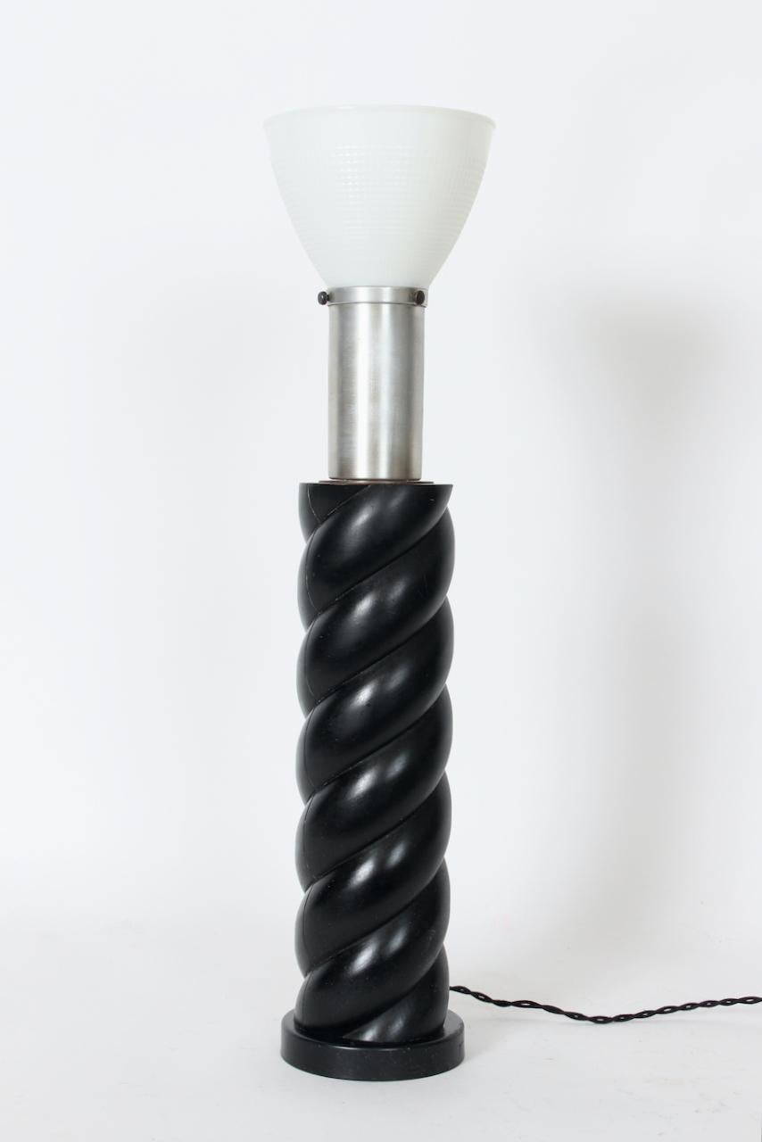 Russel Wright Ebonized Oak Barley Twist Table Lamp, Circa 1940 For Sale 3