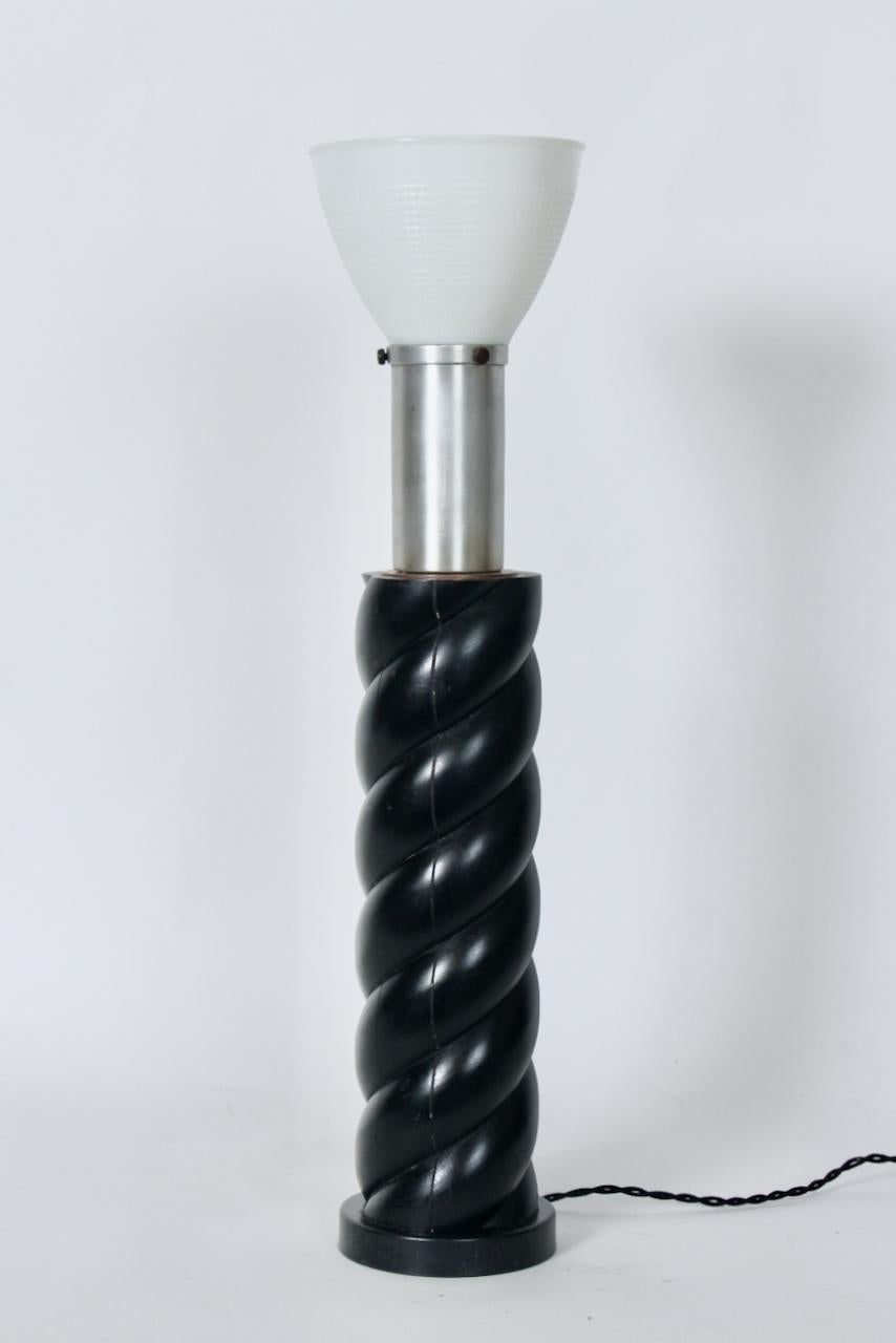 Russel Wright Ebonized Oak Barley Twist Table Lamp, Circa 1940 For Sale 11