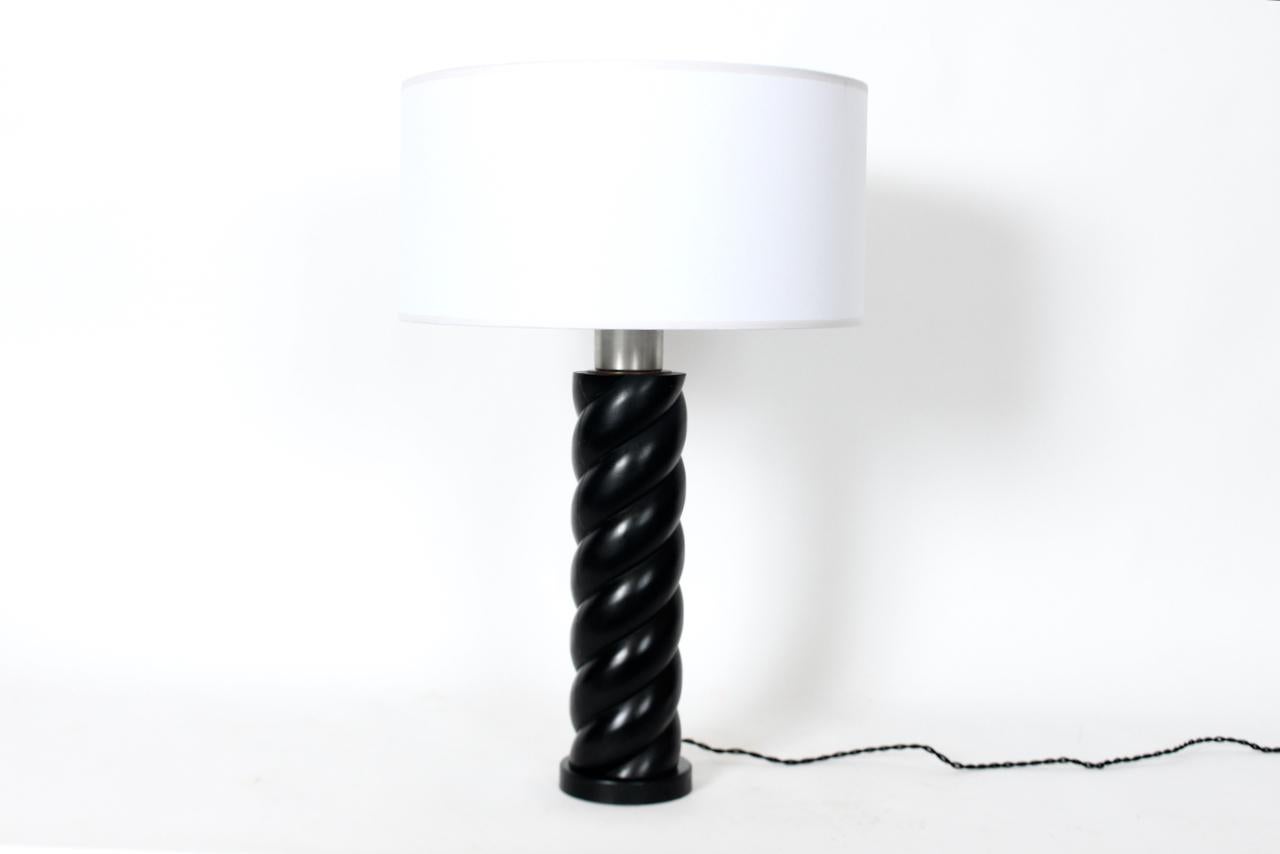 Russel Wright Ebonized Oak Barley Twist Table Lamp, Circa 1940 For Sale 12
