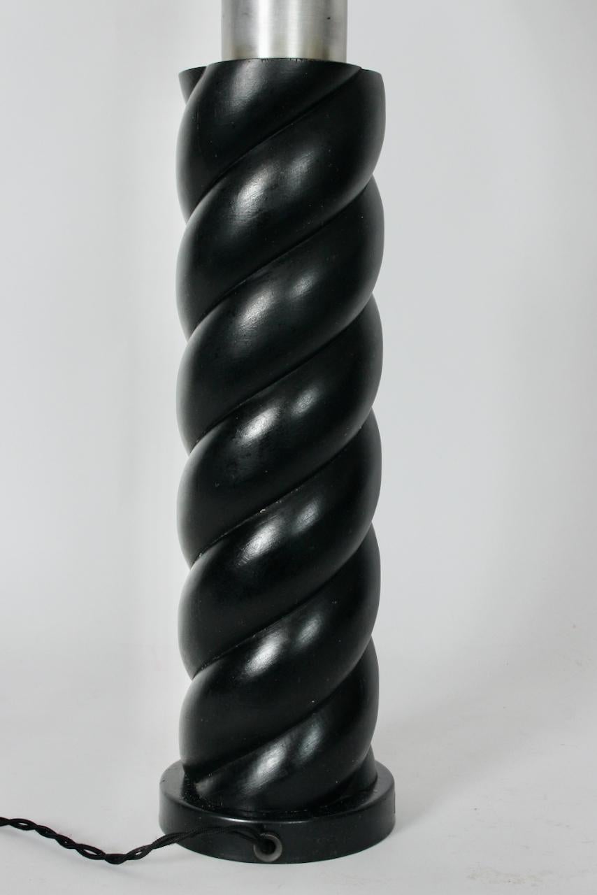 Russel Wright Ebonized Oak Barley Twist Table Lamp, Circa 1940 For Sale 1