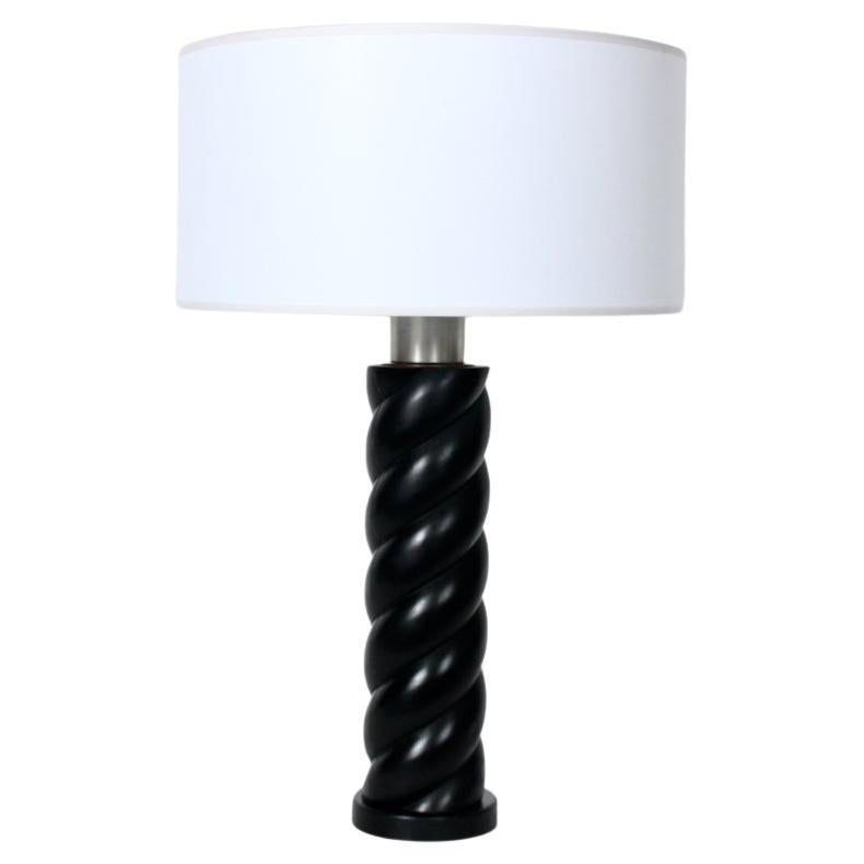 Russel Wright Ebonized Oak Barley Twist Table Lamp, Circa 1940 For Sale