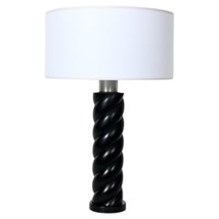 Russel Wright Ebonized Oak Barley Twist Table Lamp, Circa 1940