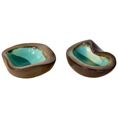 Russel Wright für Bauer Pottery Moderne Steingutschale aus der Jahrhundertmitte in Türkis