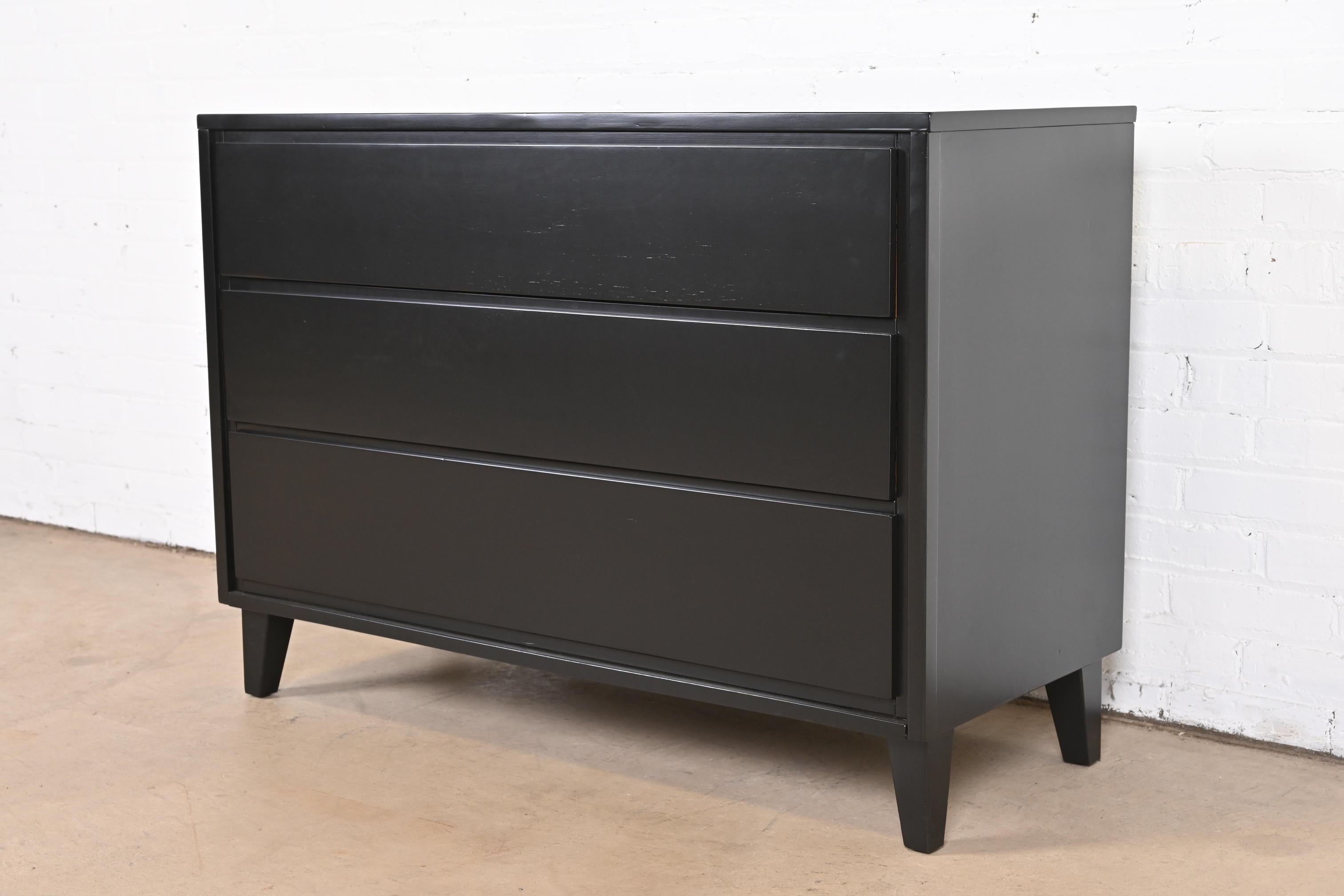 Mid-20th Century Russel Wright for Conant Ball American Modern Black Lacquered Chest of Drawers For Sale