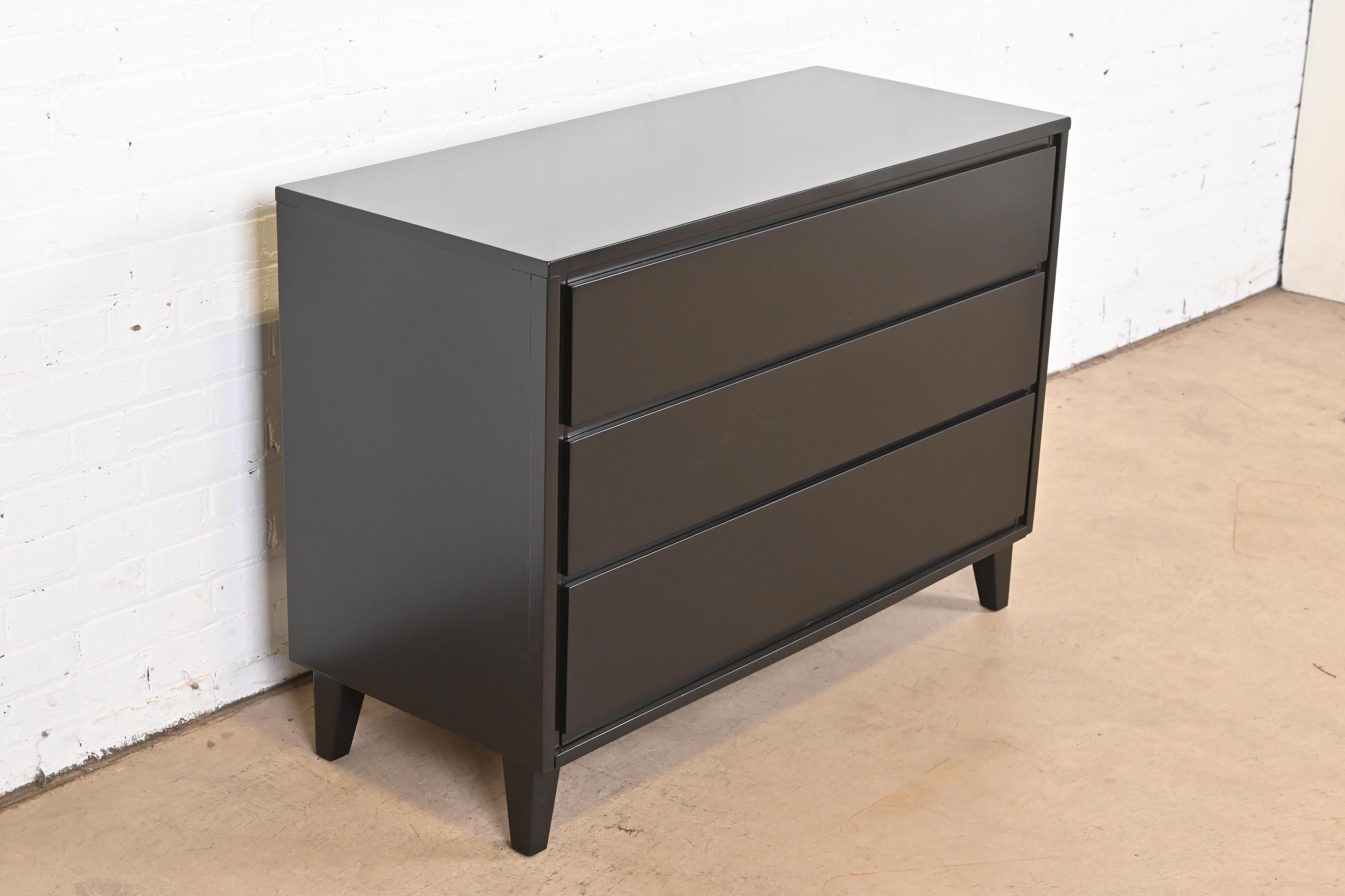 Birch Russel Wright for Conant Ball American Modern Black Lacquered Chest of Drawers For Sale