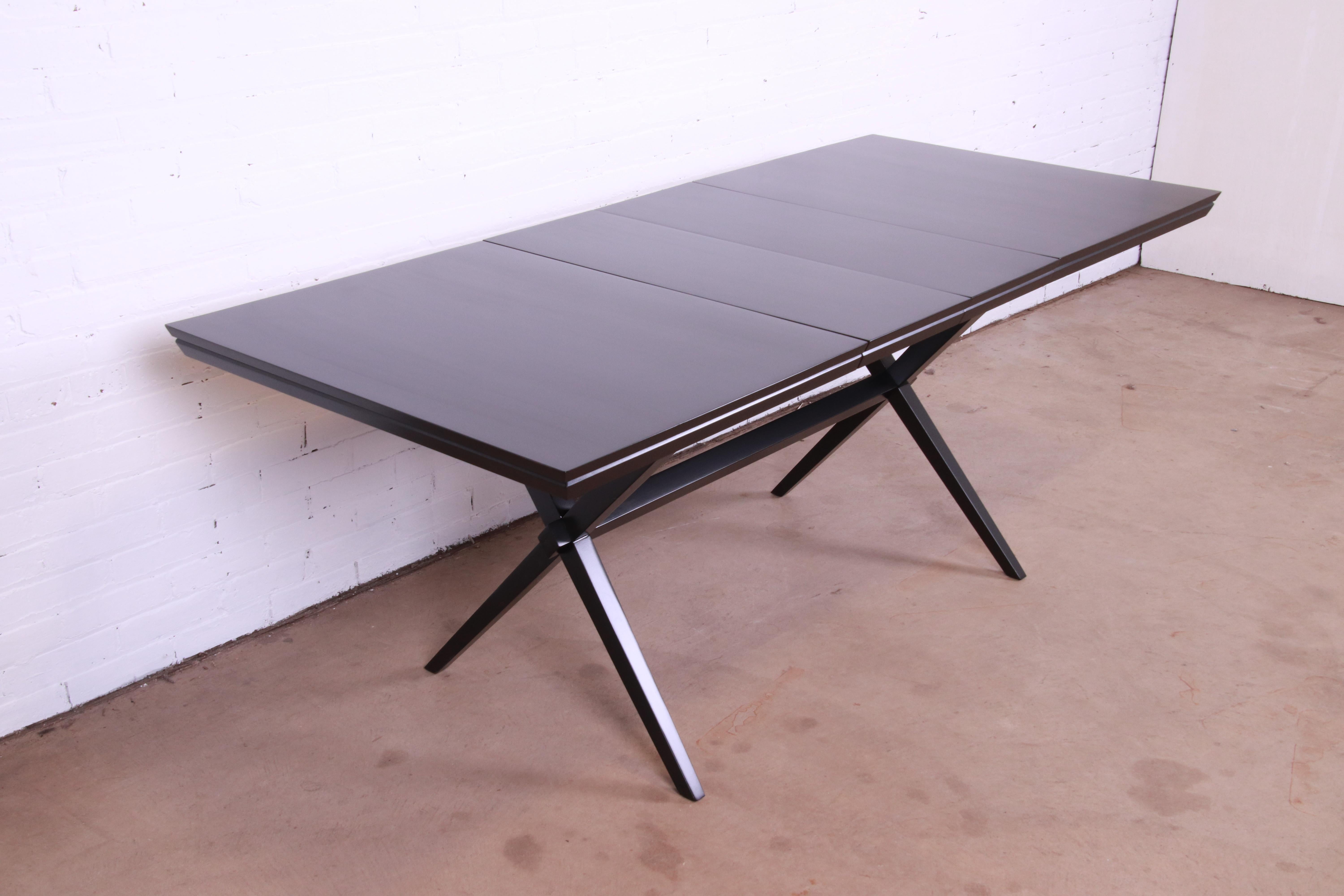 Mid-Century Modern Russel Wright for Conant Ball Black Lacquered Solid Birch Dining Table