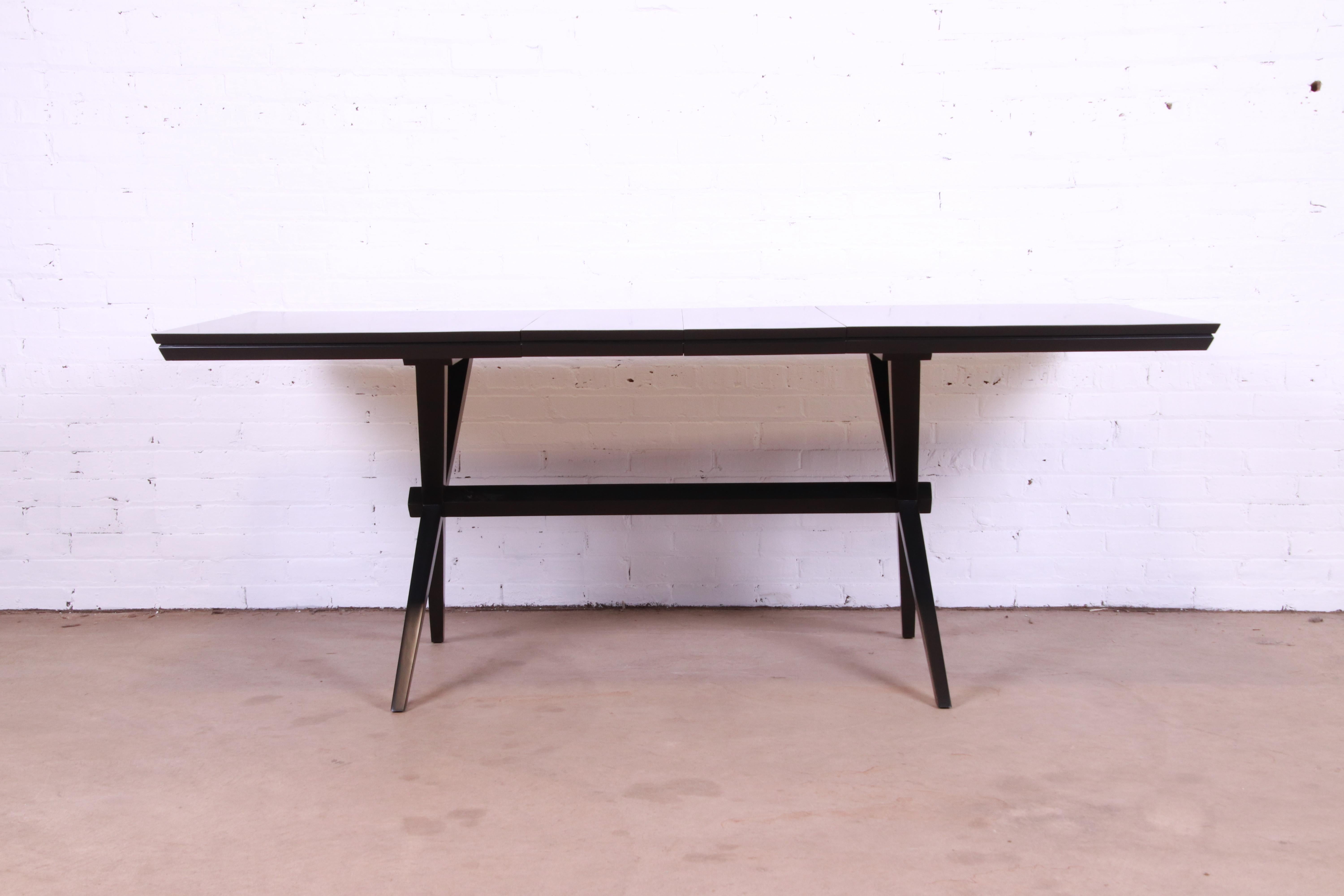 Mid-20th Century Russel Wright for Conant Ball Black Lacquered Solid Birch Dining Table