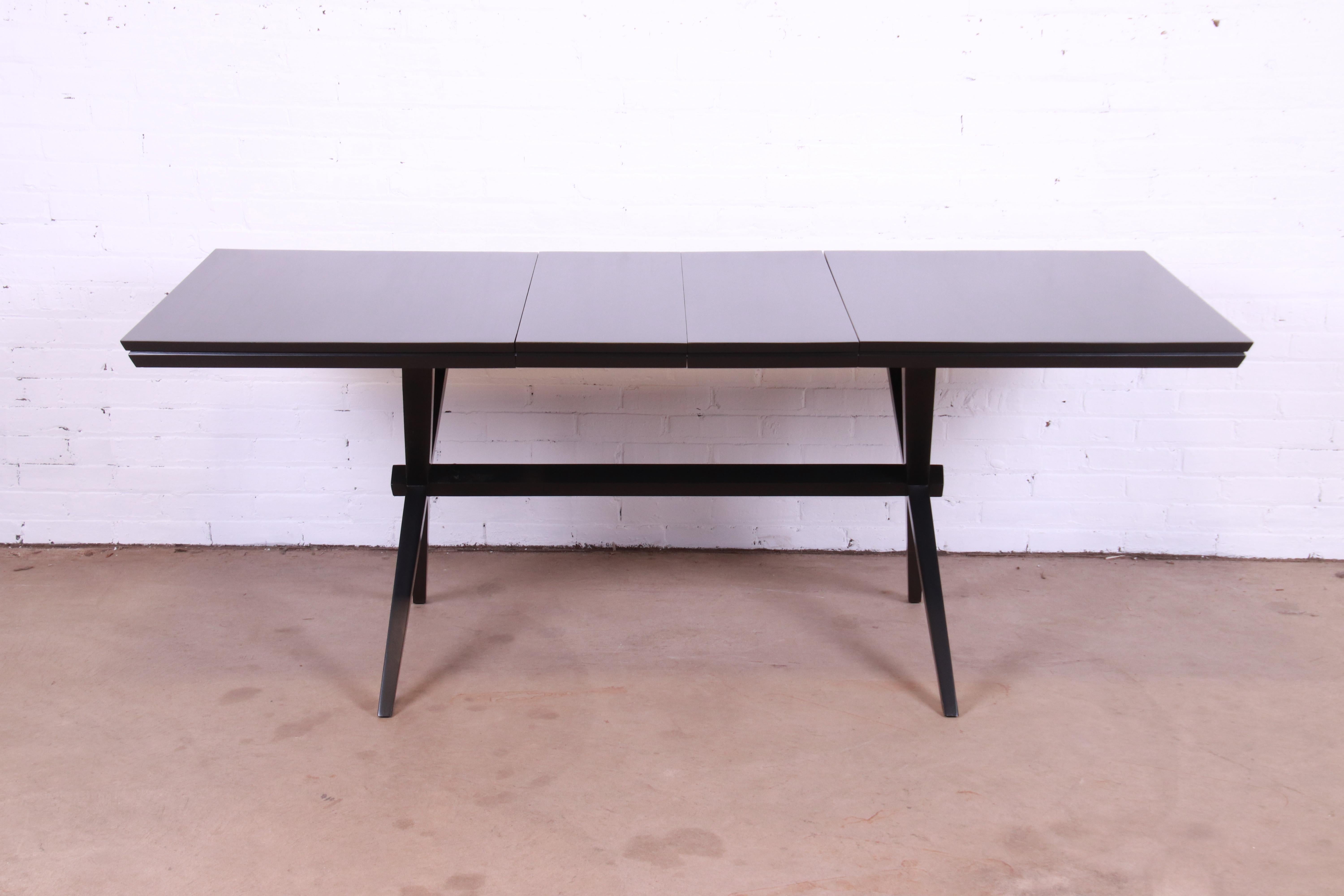 Russel Wright for Conant Ball Black Lacquered Solid Birch Dining Table 1