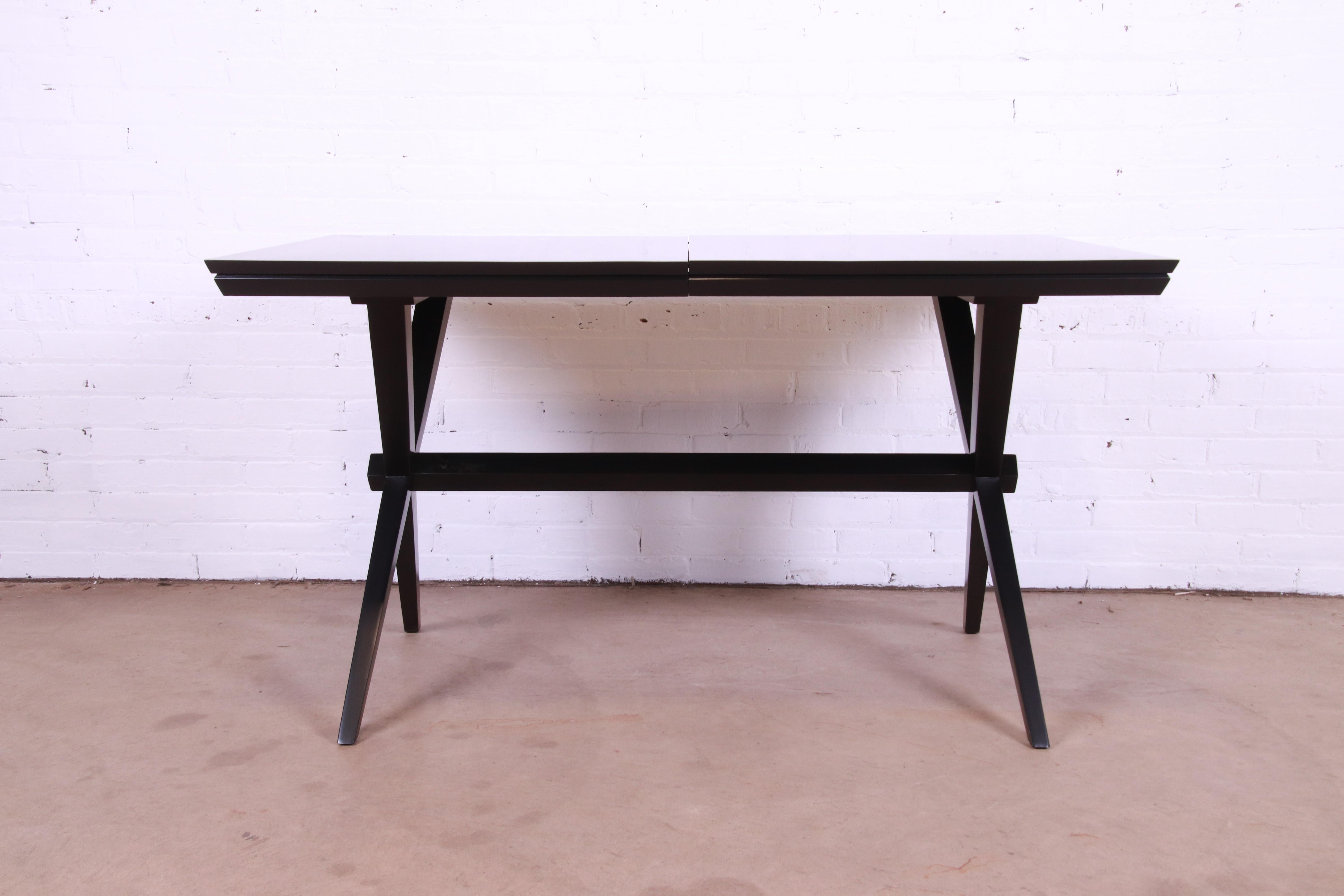 Russel Wright for Conant Ball Black Lacquered Solid Birch Dining Table 3