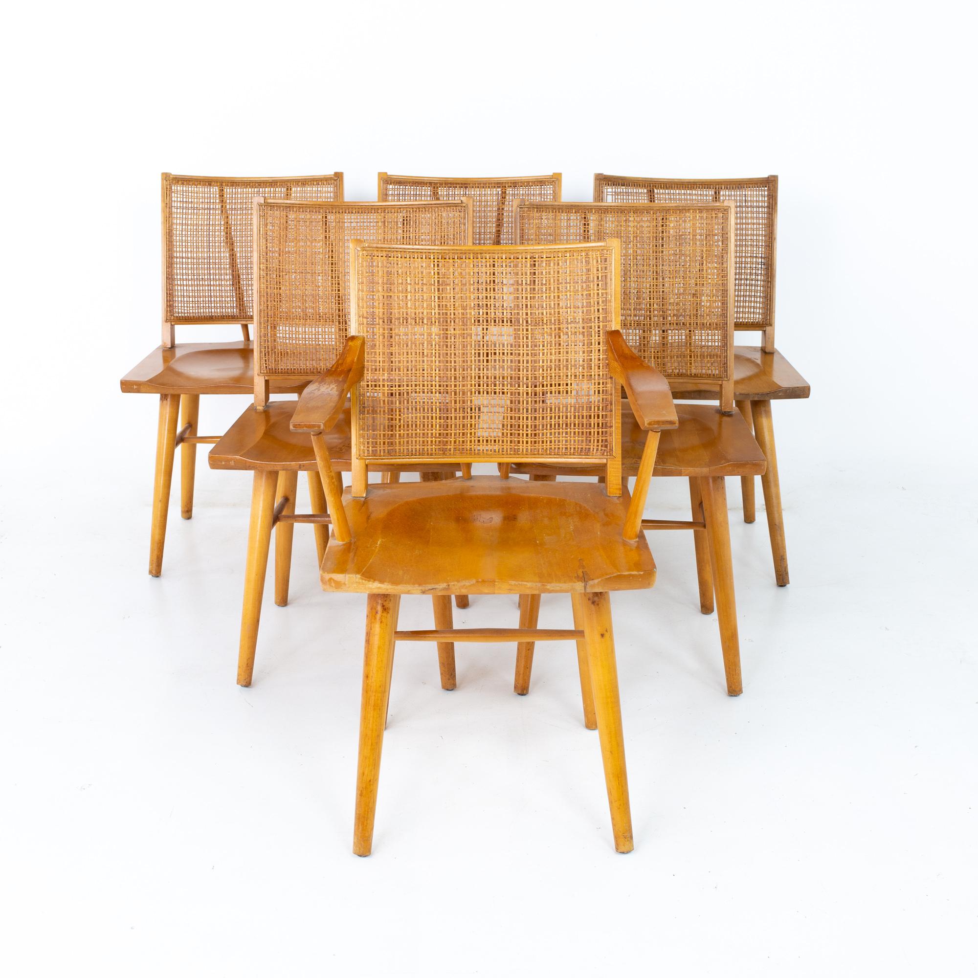 Mid-Century Modern Russel Wright for Conant Ball MCM Blonde Midcentury Dining Chairs, Set of 6