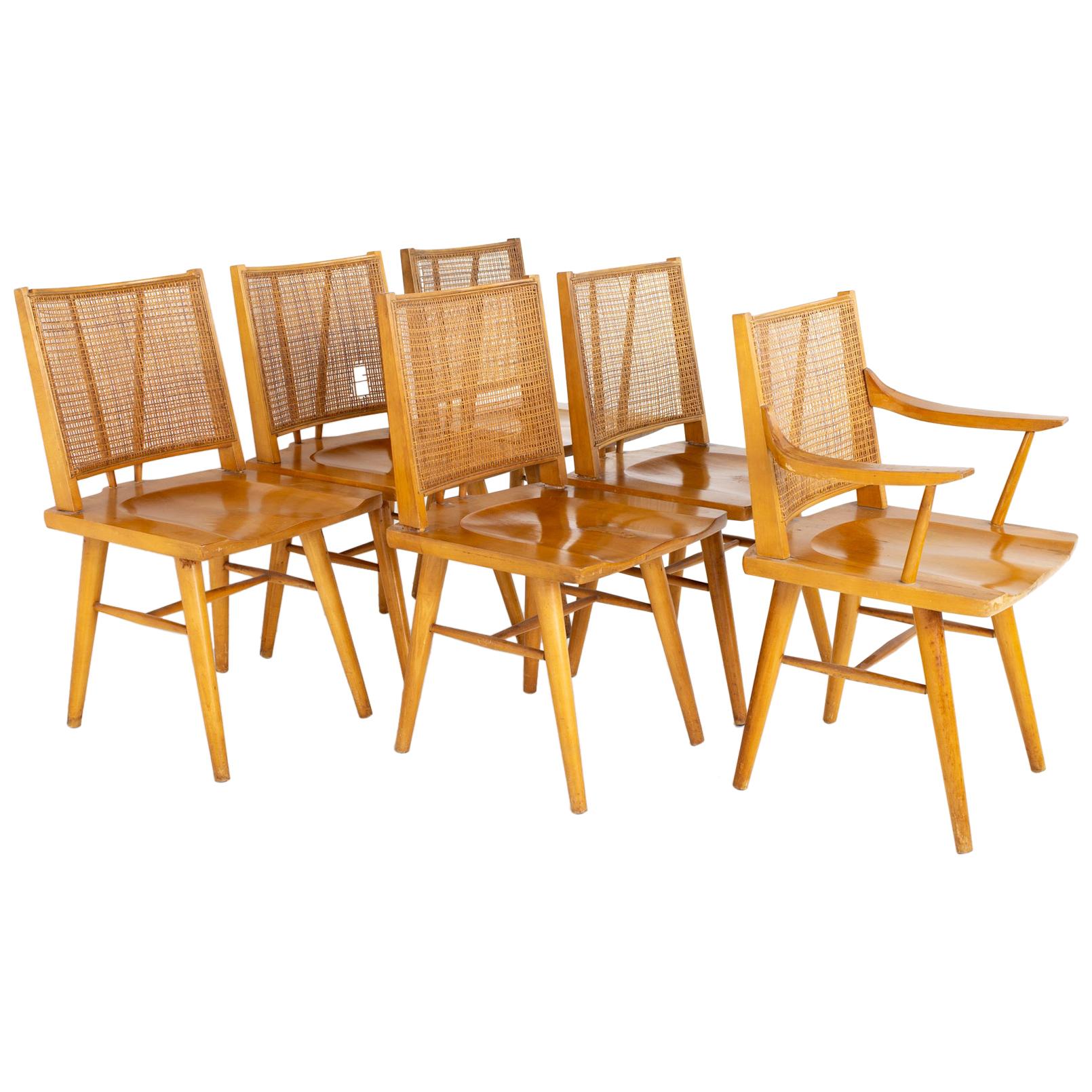 Russel Wright for Conant Ball MCM Blonde Midcentury Dining Chairs, Set of 6