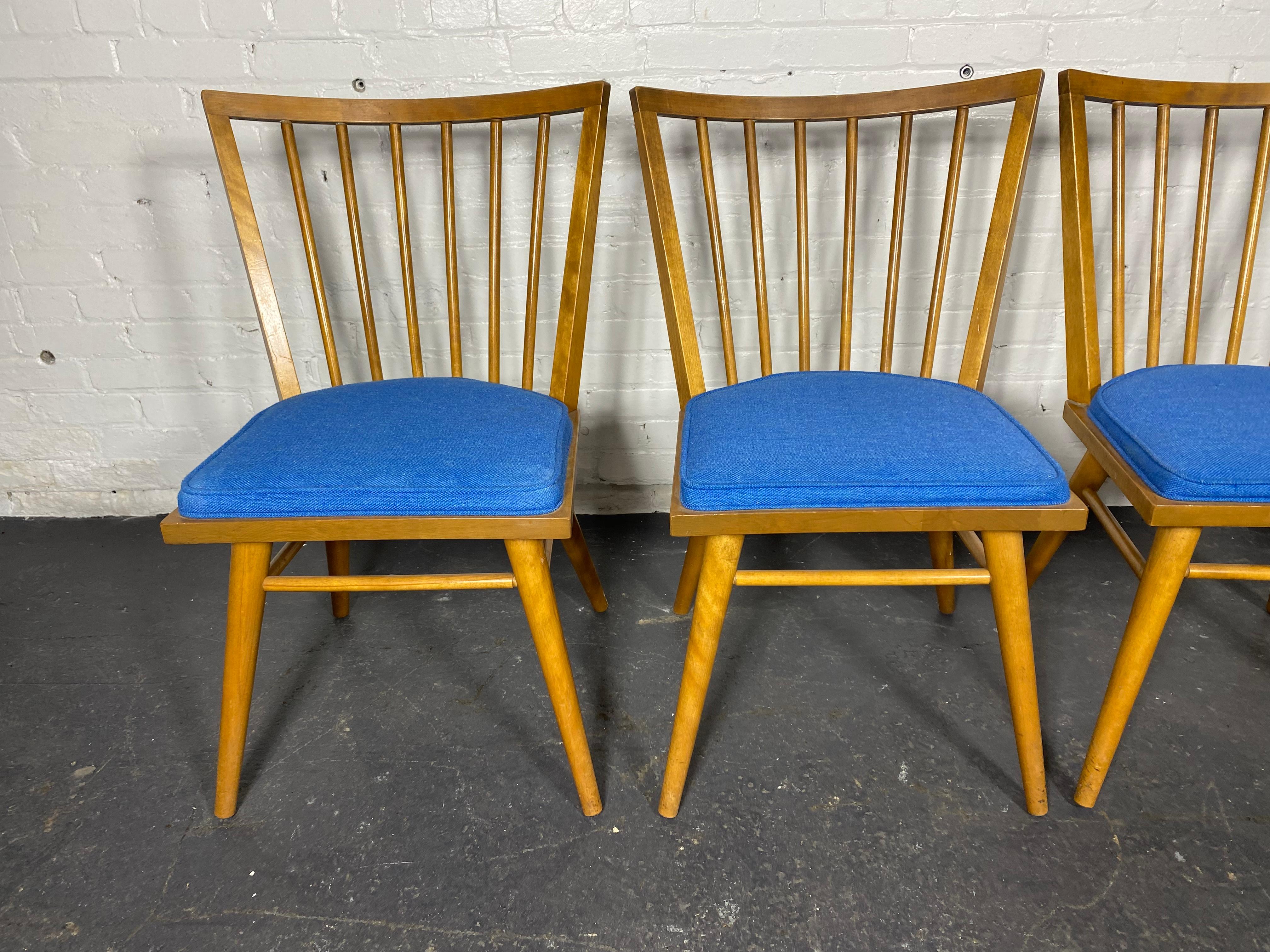 Mid-20th Century Russel Wright for Conant Ball Mid Century Blonde and Upholstered Dining Chairs