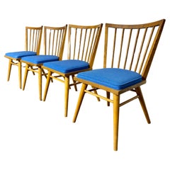 Chaises de salle à manger blondes et tapissées Russel Wright pour Conant Ball, milieu du siècle dernier