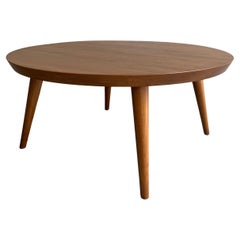 Table basse ronde en frêne Russel Wright pour Conant Ball