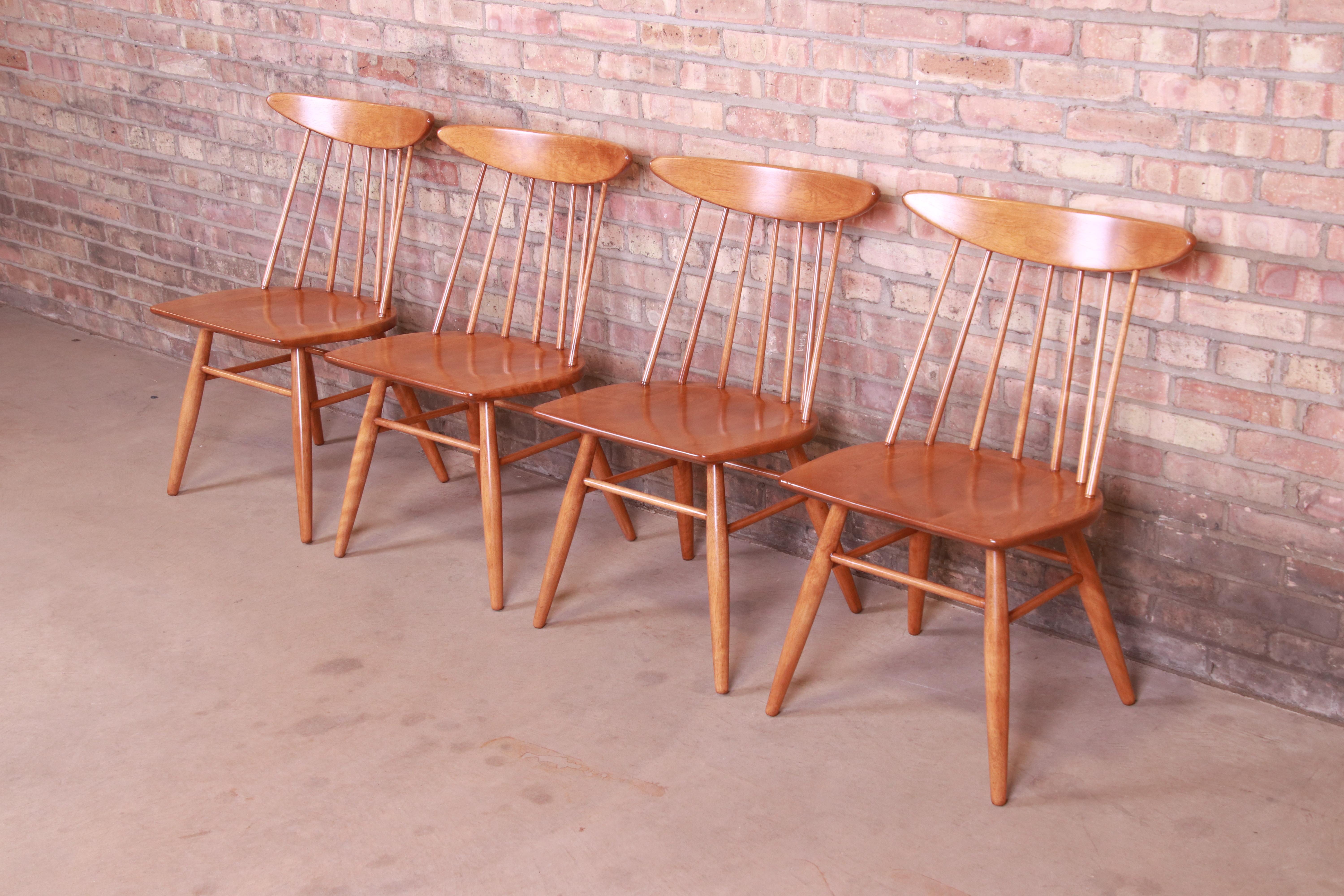 Mid-Century Modern Russel Wright for Conant Ball Solid Birch Dining Chairs, Newly Refinished