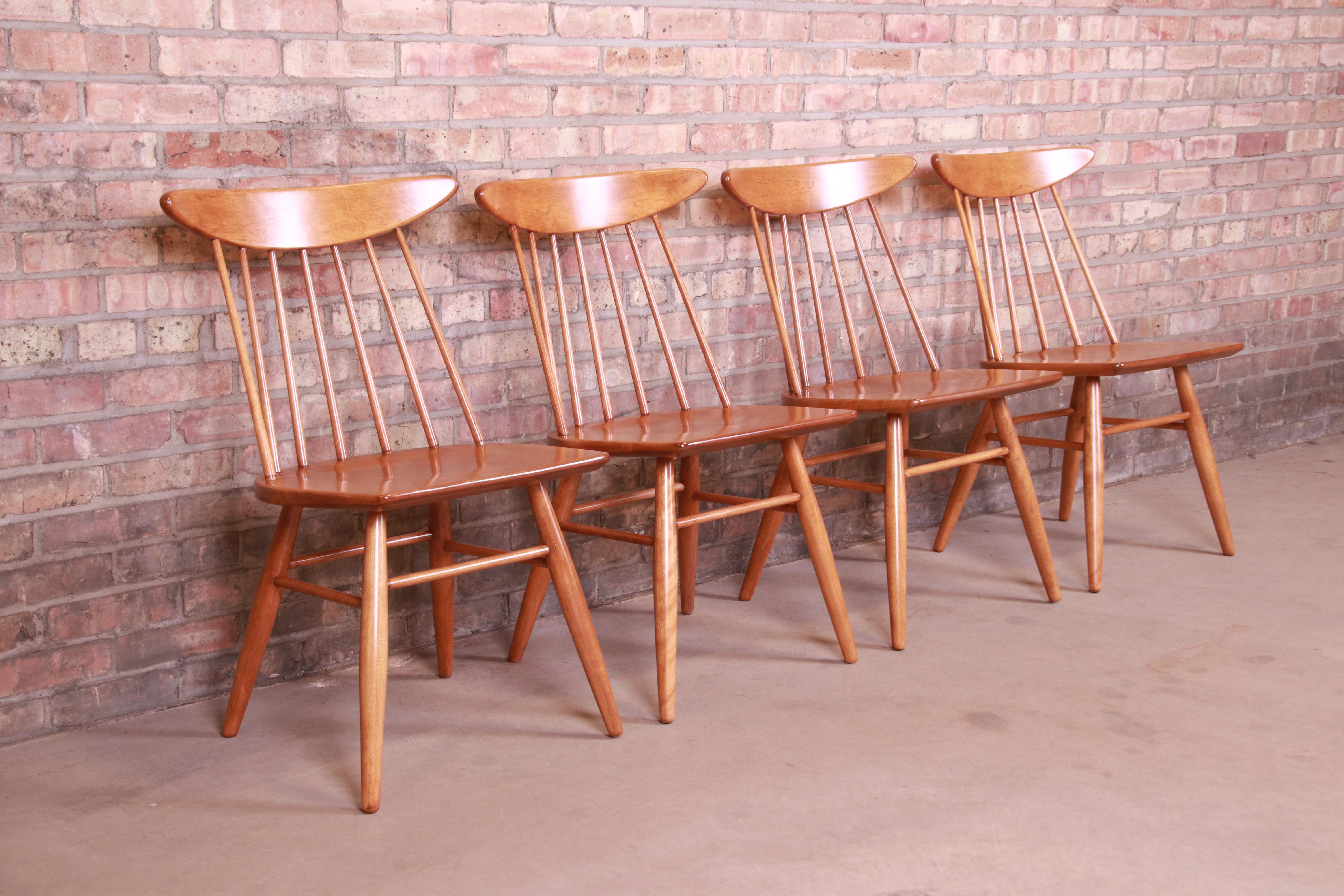 Russel Wright for Conant Ball Solid Birch Dining Chairs, Newly Refinished In Good Condition In South Bend, IN