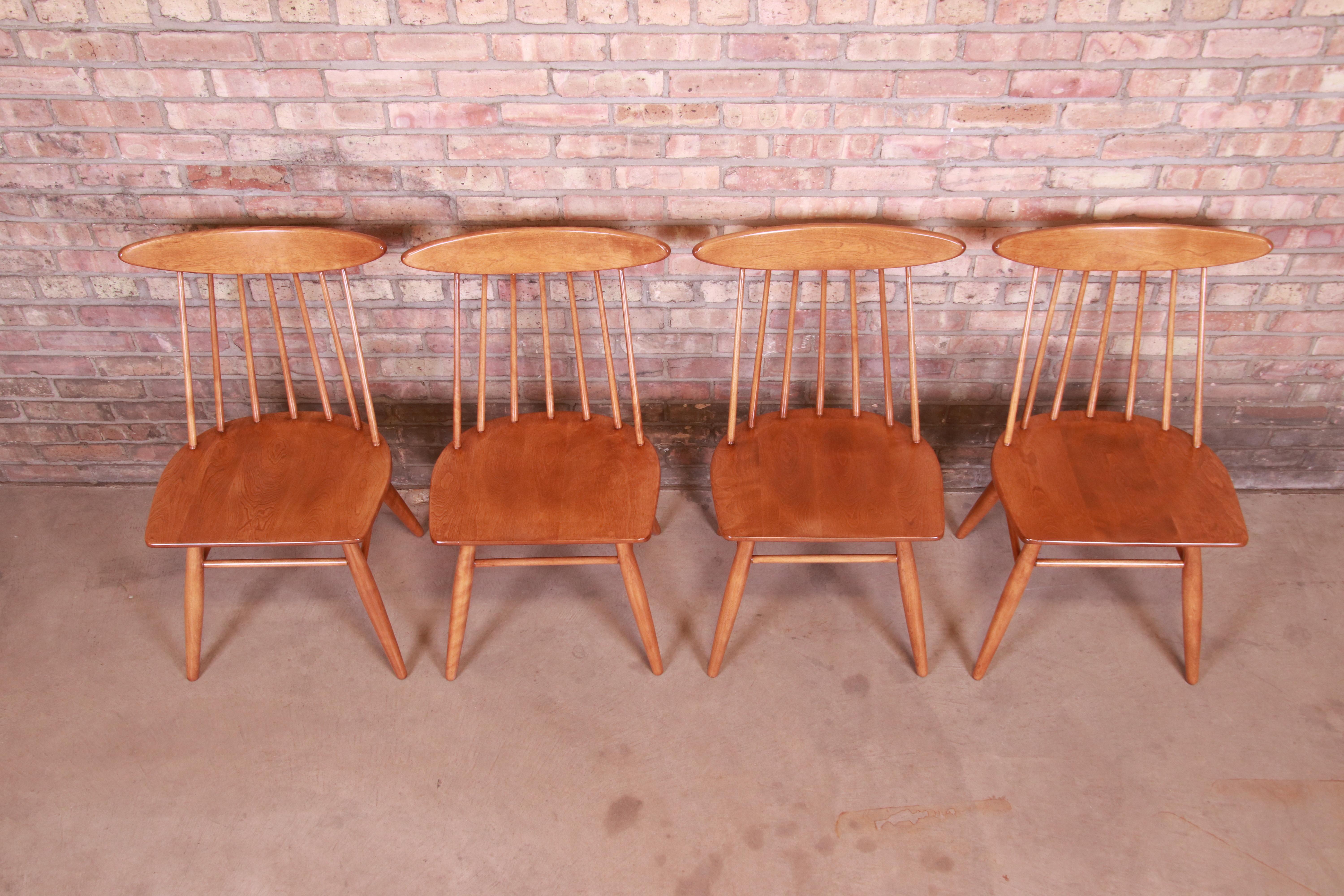 Mid-20th Century Russel Wright for Conant Ball Solid Birch Dining Chairs, Newly Refinished