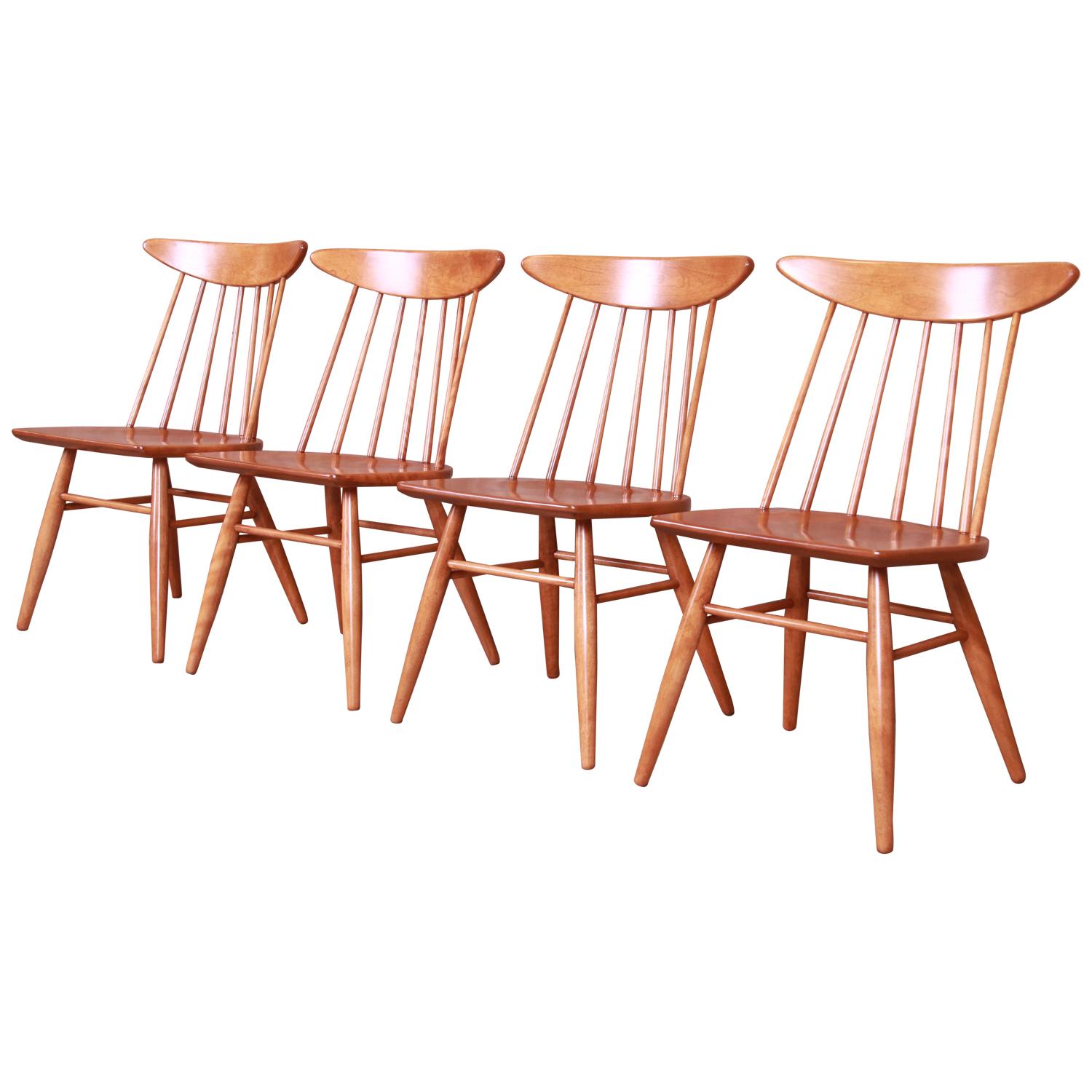 Russel Wright for Conant Ball Solid Birch Dining Chairs, Newly Refinished