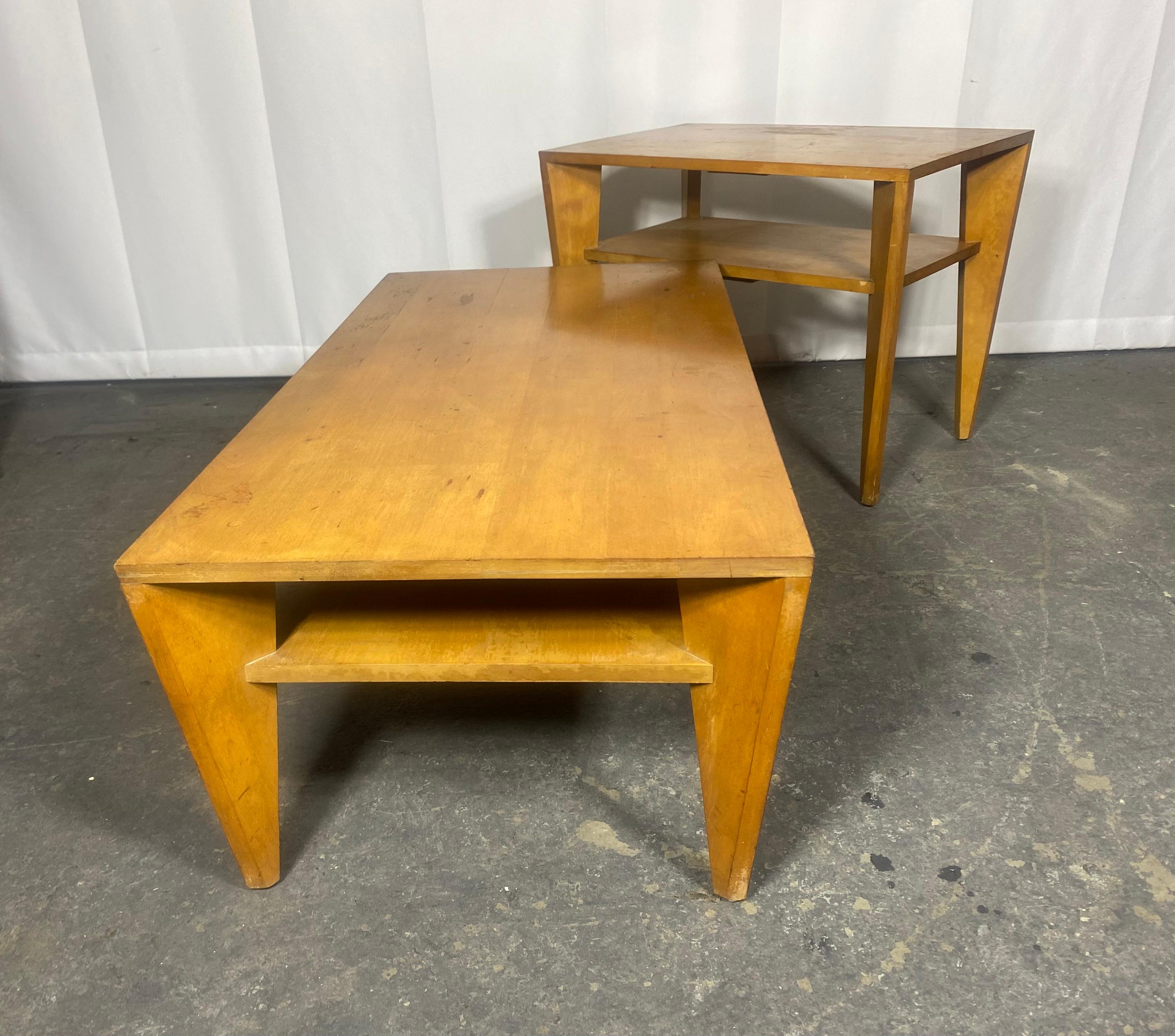 Mid-Century Modern Russel Wright for Conant Ball Solid Maple Coffee and Side Table, Classic Modern For Sale