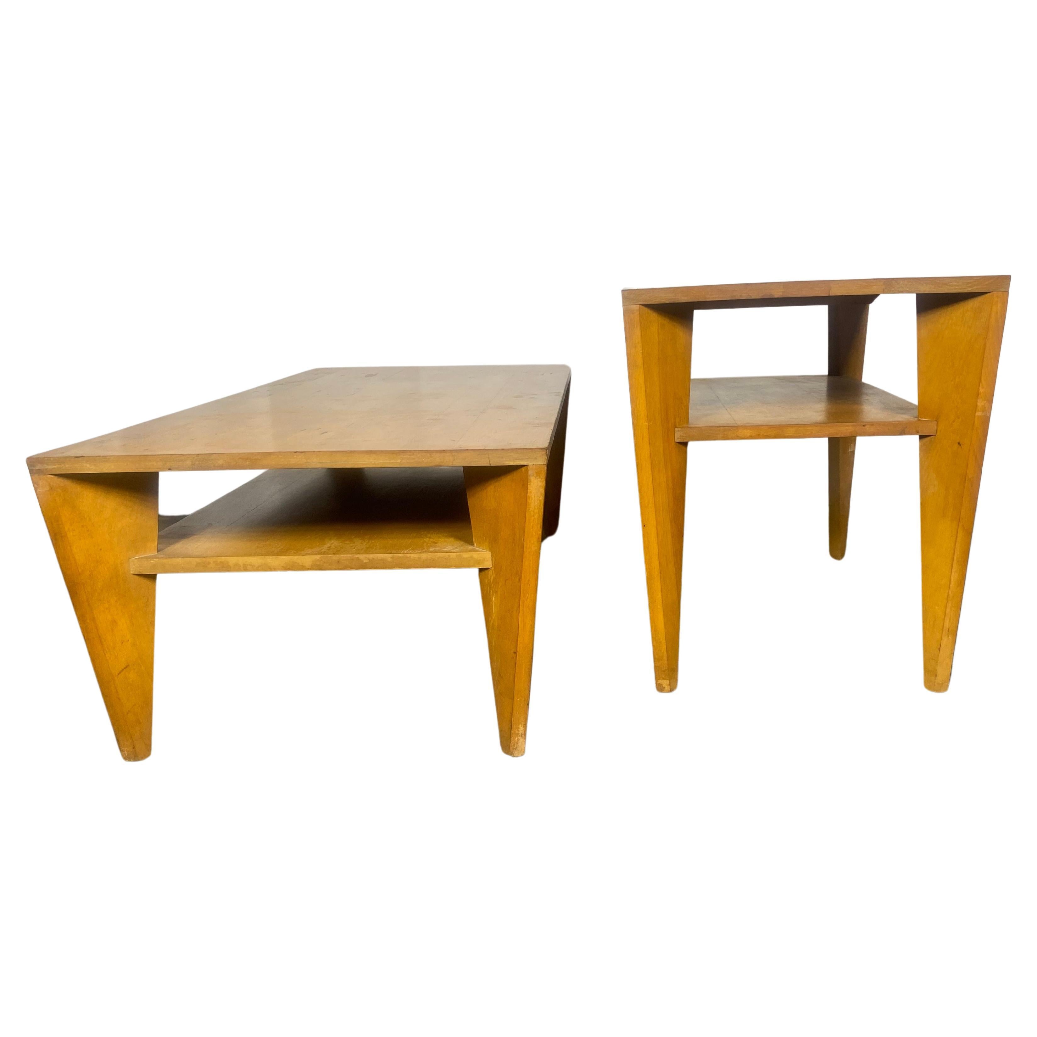 Russel Wright for Conant Ball Solid Maple Coffee and Side Table, Classic Modern