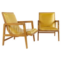 Russel Wright for Conant Ball Style MCM Maple and Rope Lounge Chairs-Pair