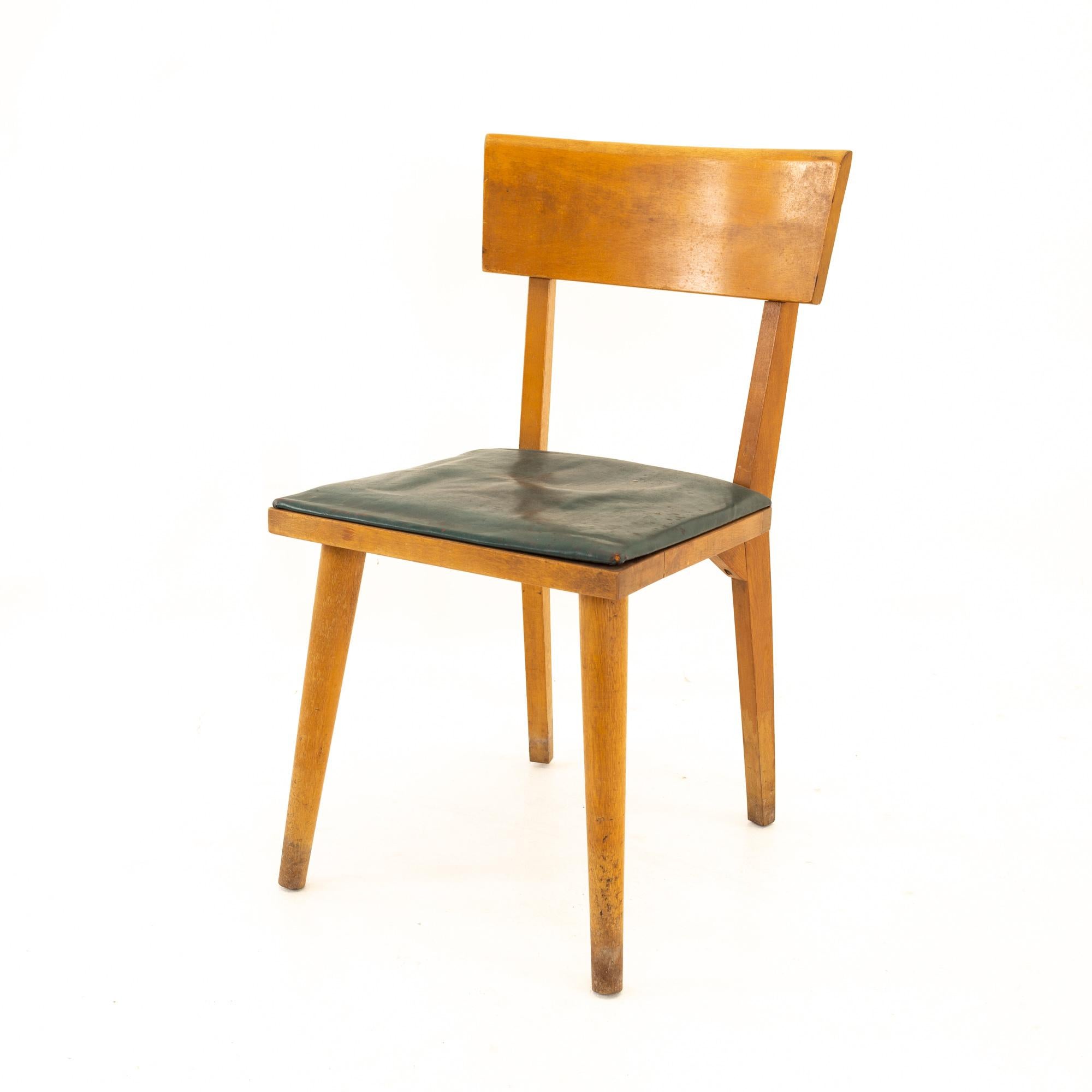 Russel Wright for Conant Ball Young American modern mid century dining chair
Chair measures: 16.5 wide x 19.5 deep x 31.25 high, with a seat height of 17.5 inches 

All pieces of furniture can be had in what we call restored vintage condition.
