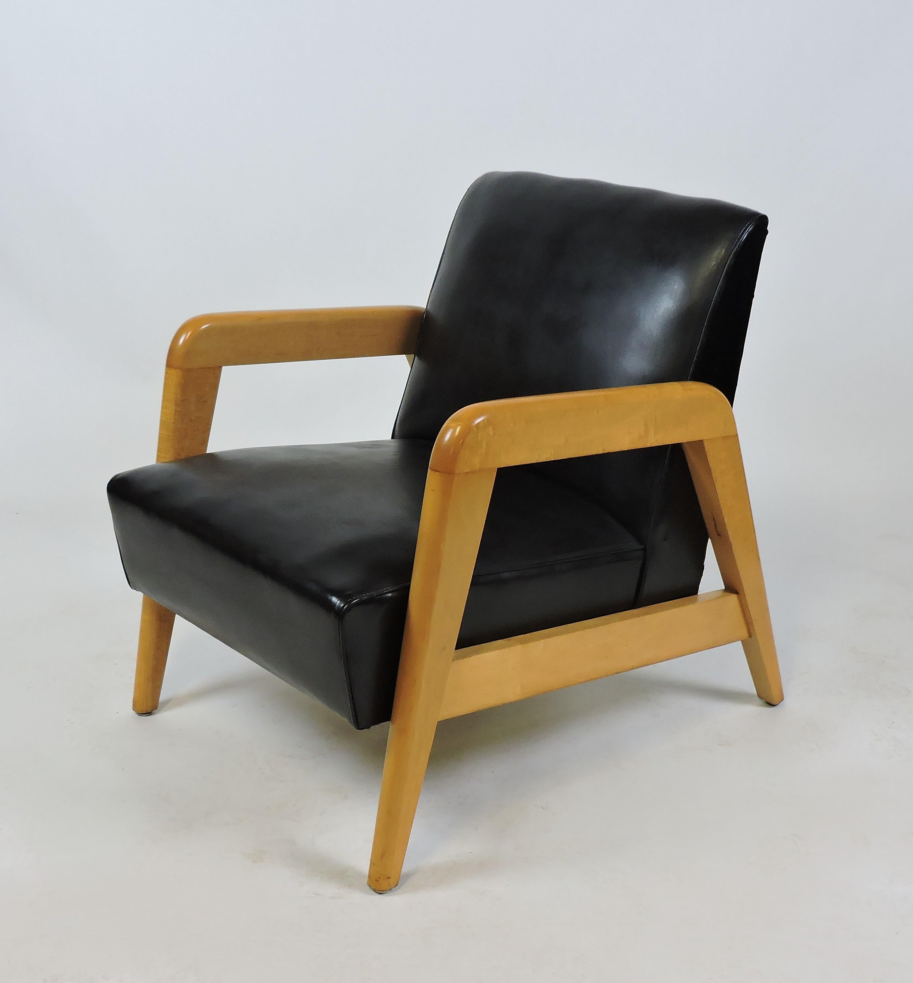 Upholstery Russel Wright for Thonet Mid-Century Modern Lounge Chair