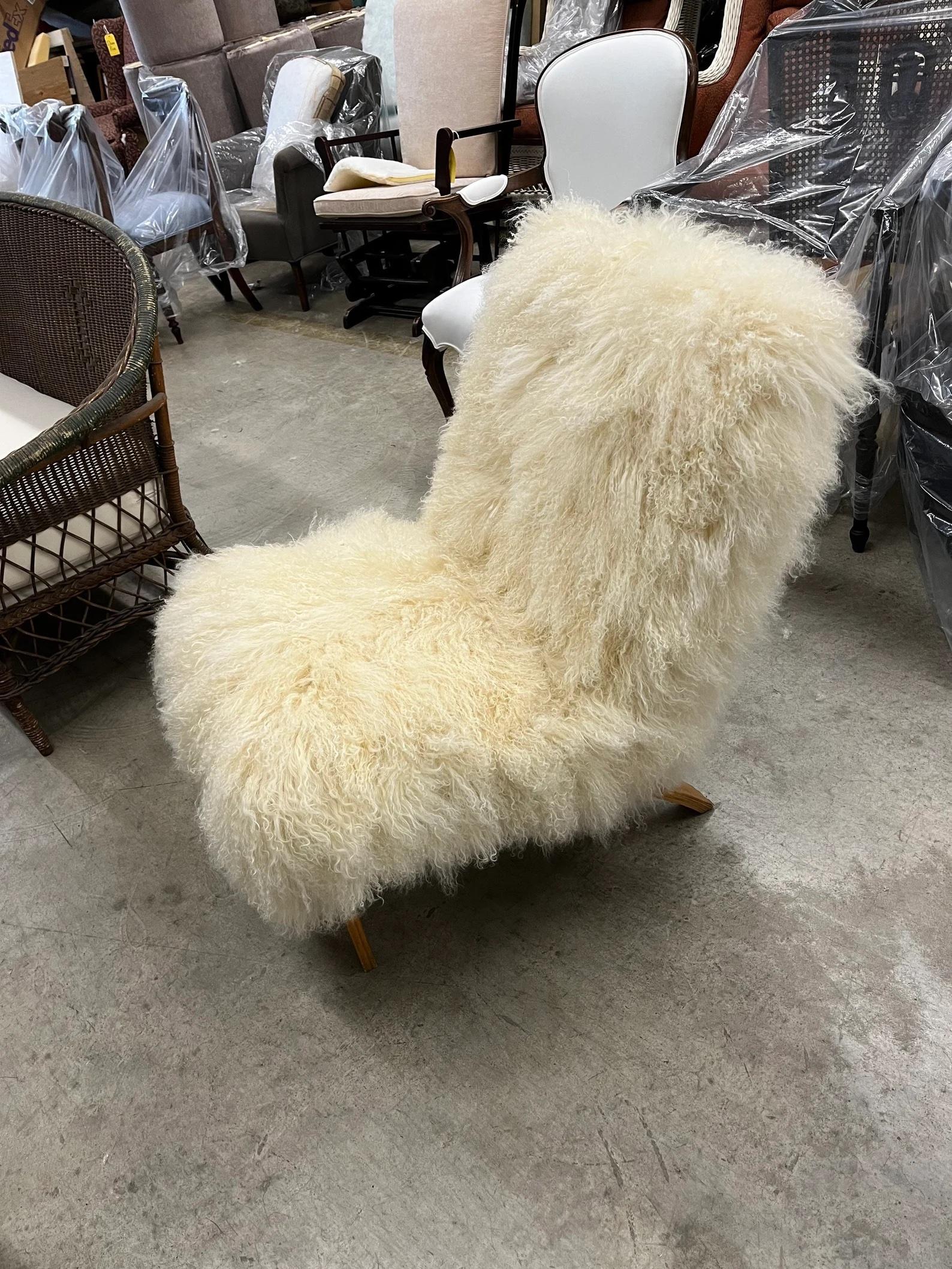 Austrian Russel Wright for Thonet Mid-Century Modern Mongolian Shag Lounger