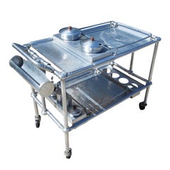 Russel Wright Hammered Aluminum Rolling Cart for Everlast Corp, 1940