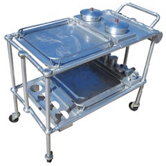 Russel Wright Hammered Aluminum Rolling Cart for Everlast Corp, 1940