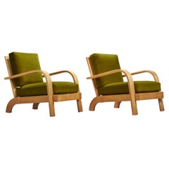 Russel Wright, Lounge Chairs, Green Velvet, Maple, Conant Ball, Usa, C. 1936